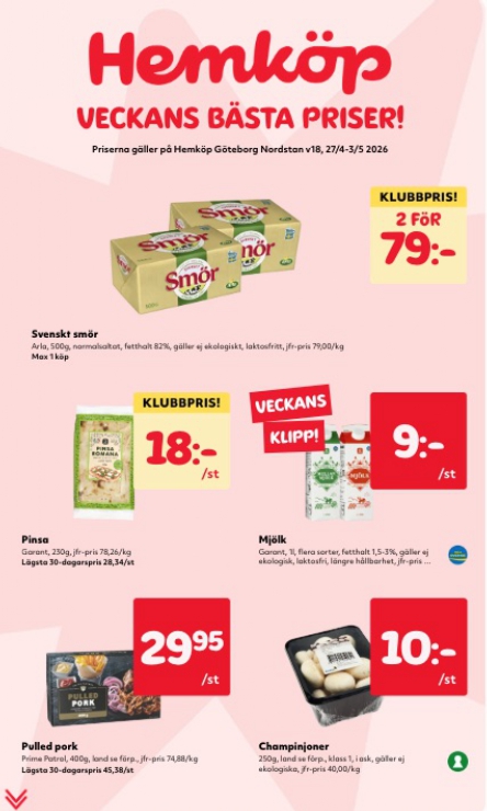 Aktuellt Hemköp reklamblad giltigt från måndag 27/04/2026 till söndag 03/05/2026