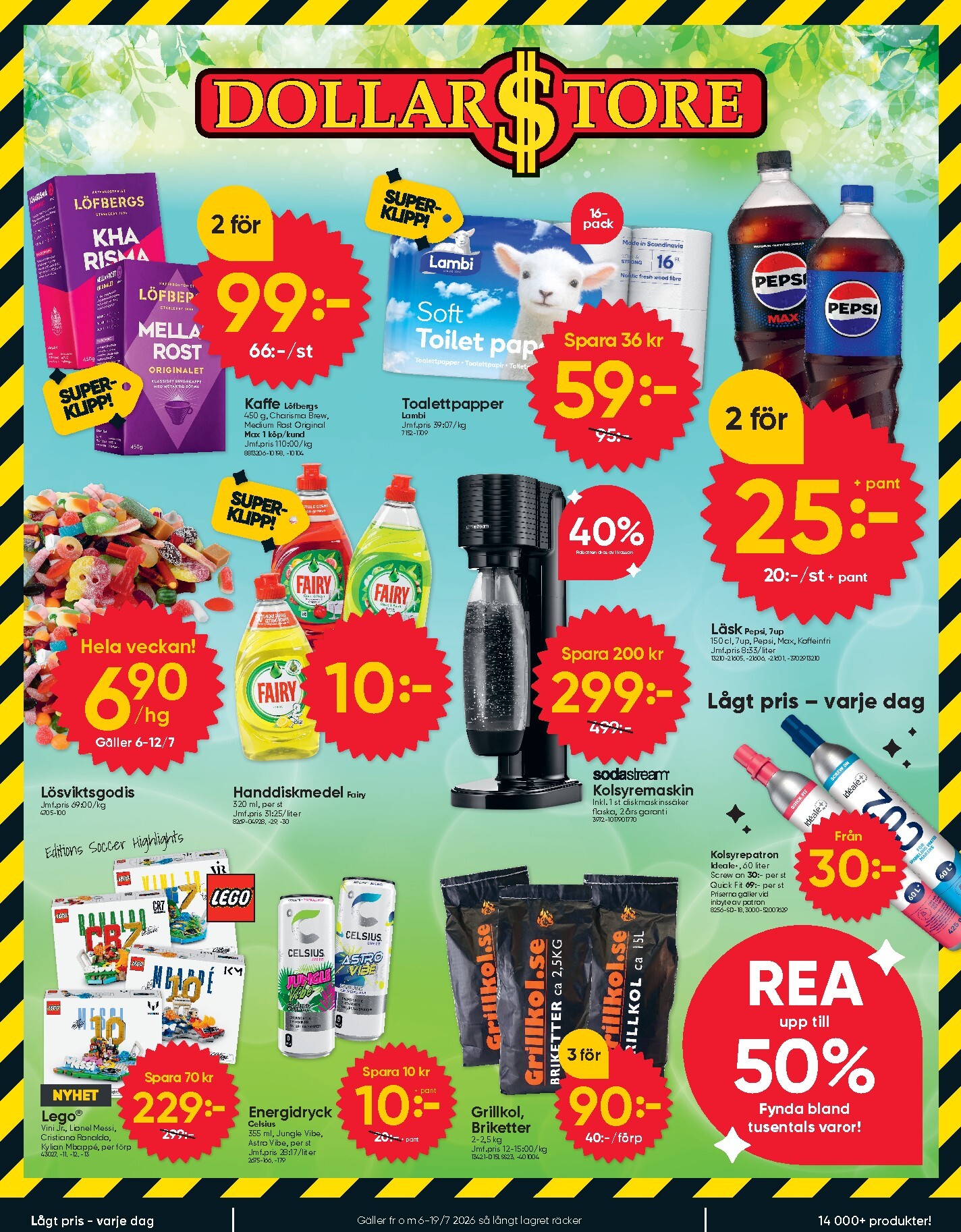 Aktuellt Dollar Store reklamblad från måndag, 06/07/2026 till söndag, 19/07/2026