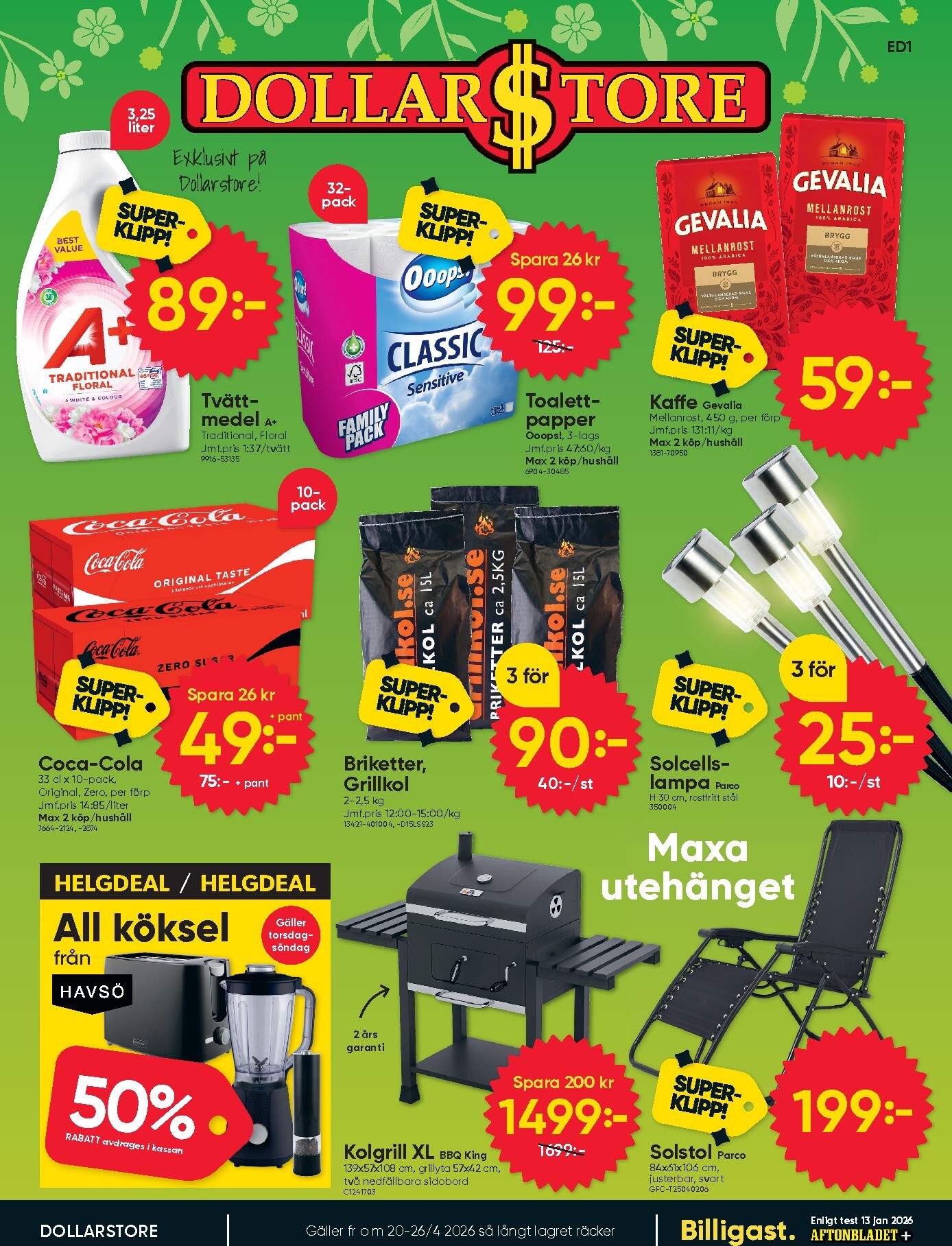 Aktuellt Dollar Store reklamblad giltigt från måndag 20/04/2026 till söndag 26/04/2026