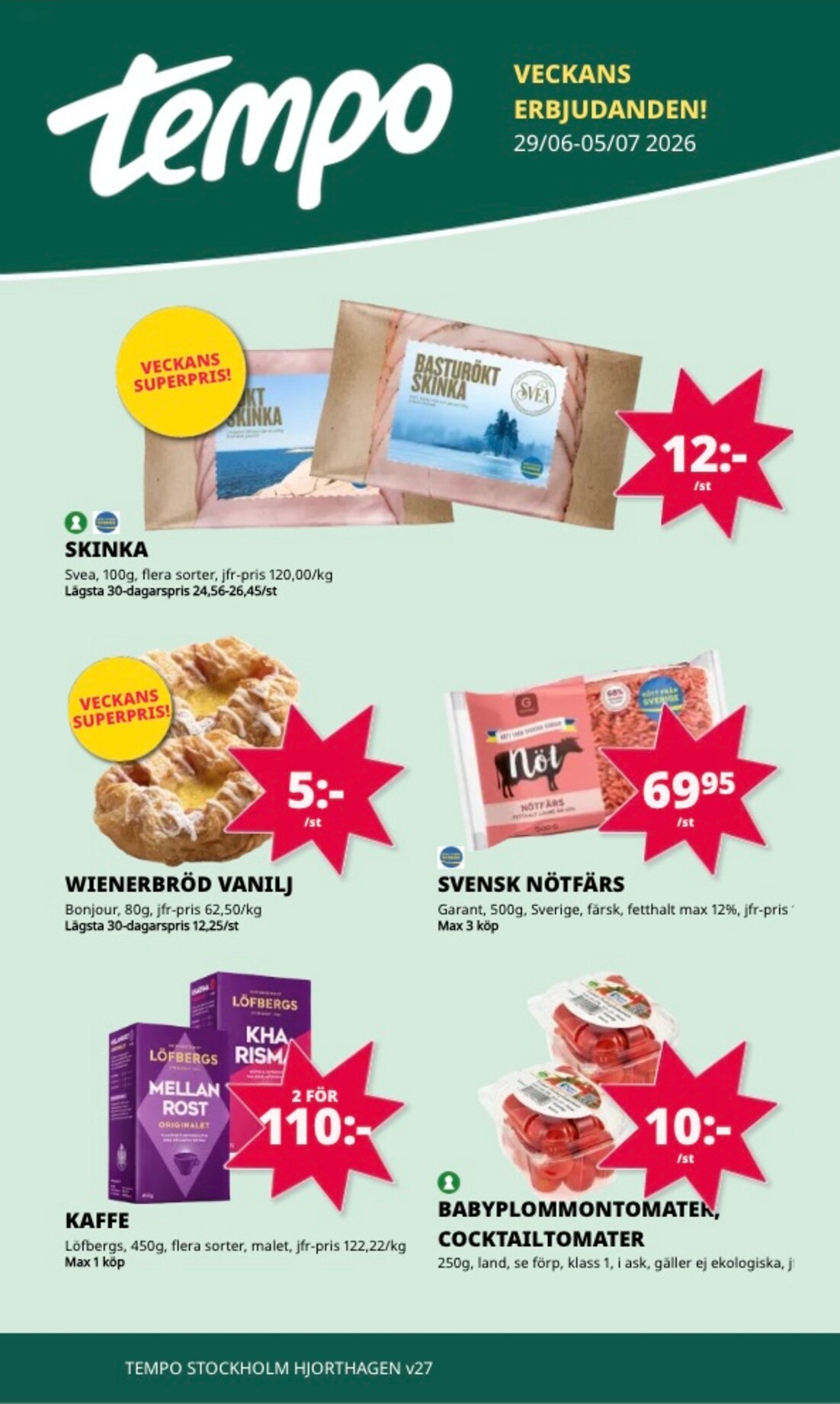 Aktuellt Tempo reklamblad från måndag, 29/06/2026 till söndag, 05/07/2026