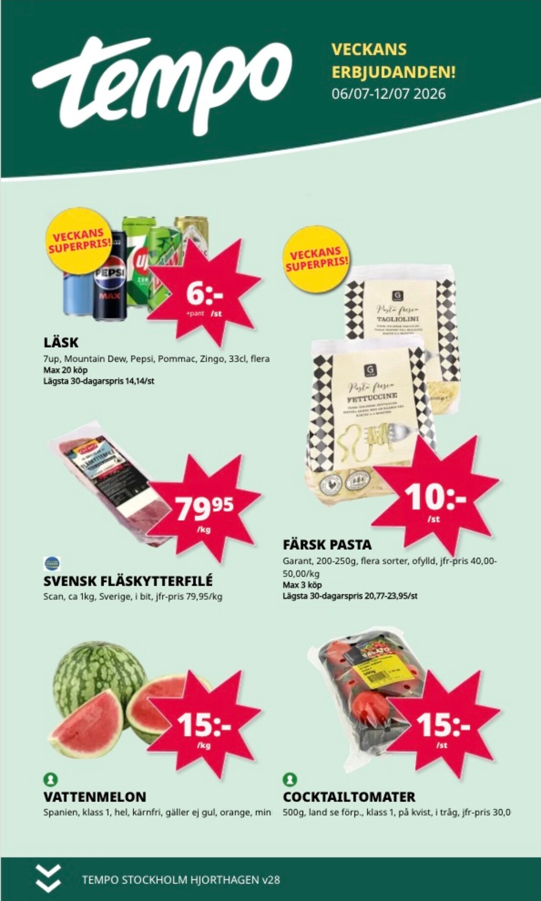 Aktuellt Tempo reklamblad från måndag, 06/07/2026 till söndag, 12/07/2026