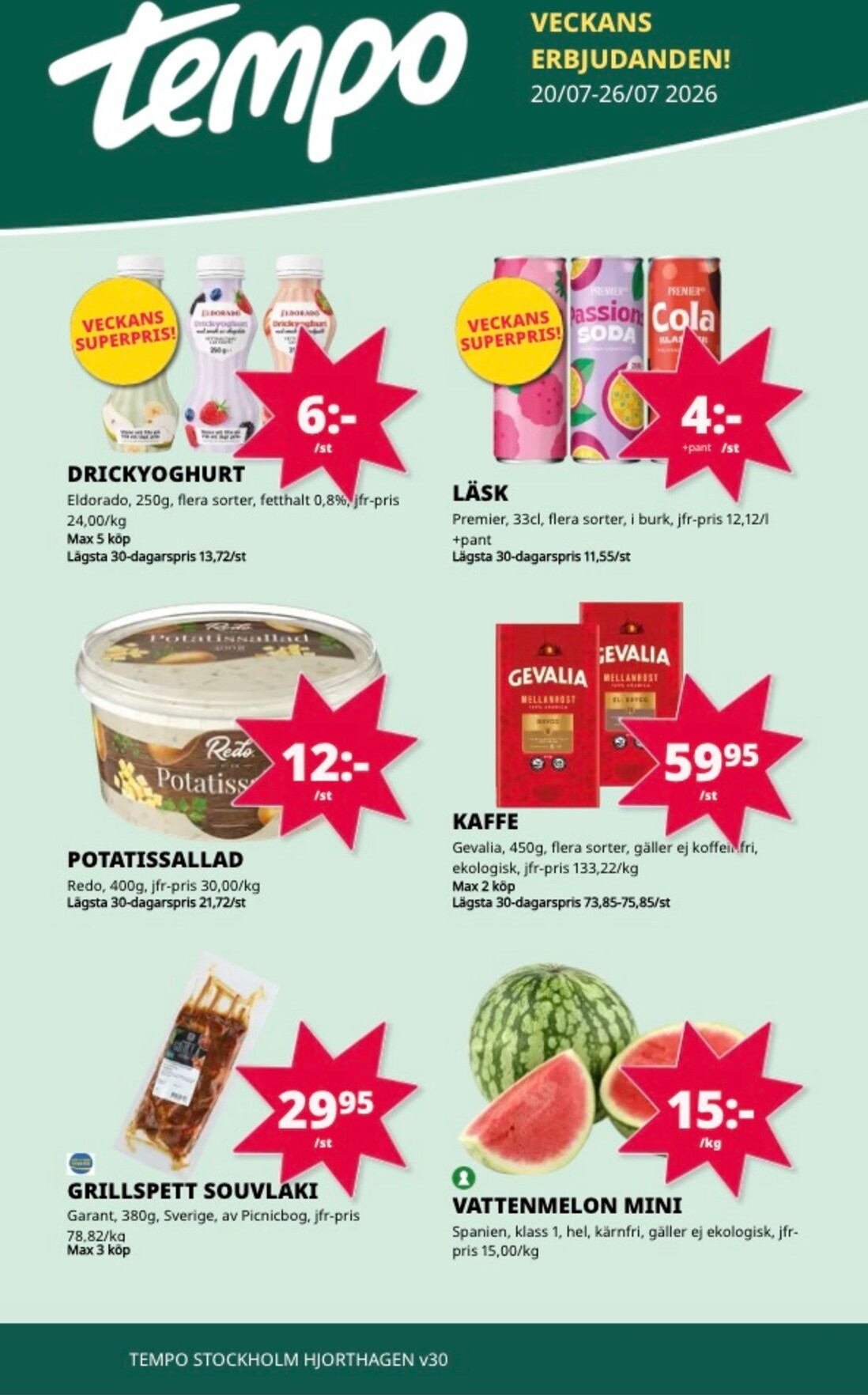 Aktuellt Tempo reklamblad från måndag, 20/07/2026 till söndag, 26/07/2026