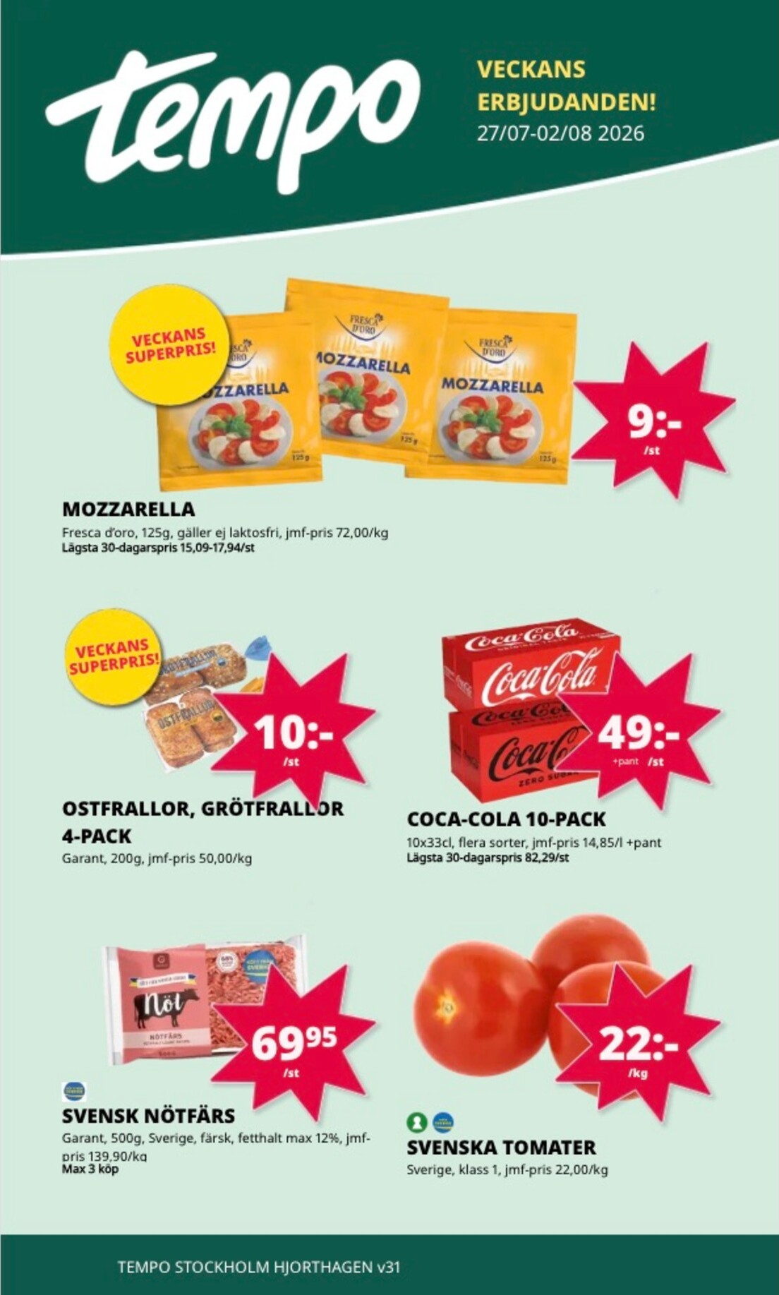Aktuellt Tempo reklamblad från måndag, 27/07/2026 till söndag, 02/08/2026