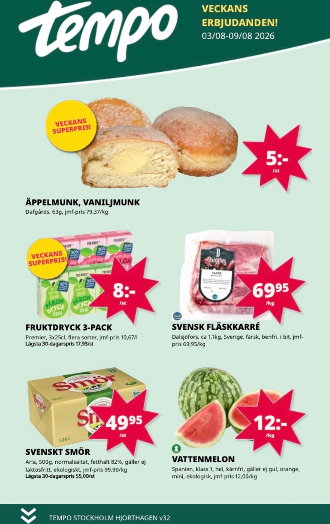 Aktuellt Tempo reklamblad från måndag, 03/08/2026 till söndag, 09/08/2026