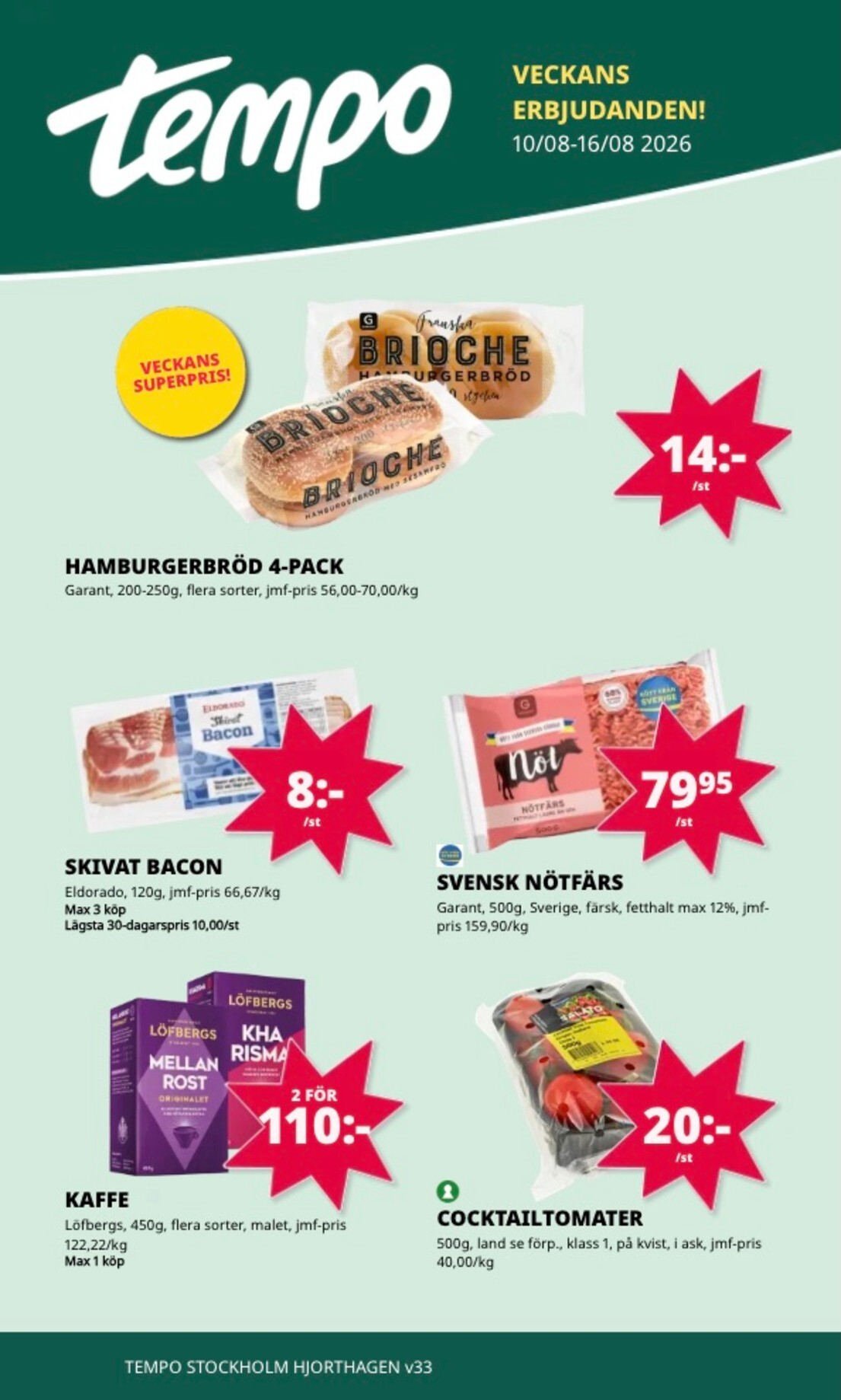 Aktuellt Tempo reklamblad från måndag, 10/08/2026 till söndag, 16/08/2026
