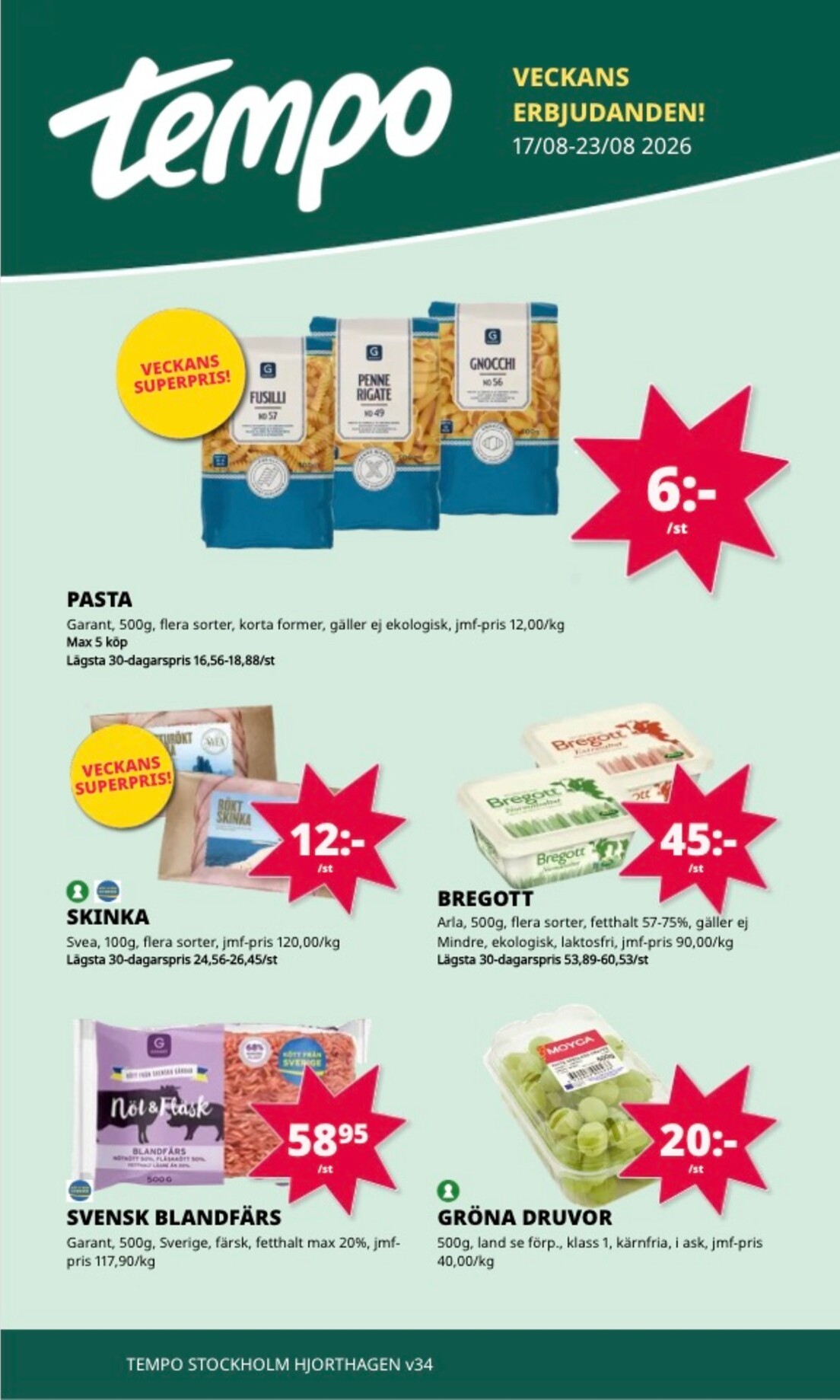 Aktuellt Tempo reklamblad från måndag, 17/08/2026 till söndag, 23/08/2026