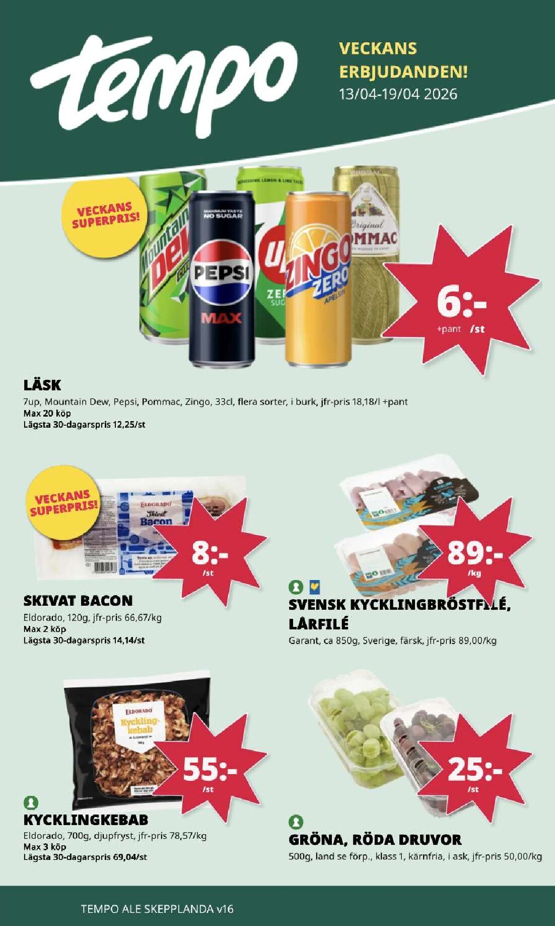 Tempo reklamblad för nästa vecka från måndag 13/04/2026 till söndag 19/04/2026