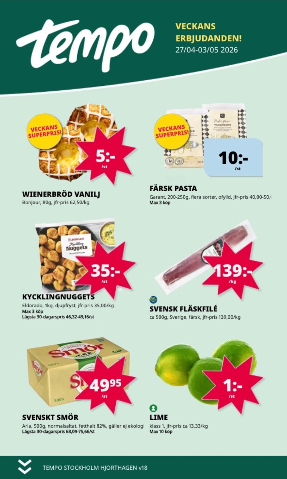 Aktuellt Tempo reklamblad giltigt från måndag 27/04/2026 till söndag 03/05/2026