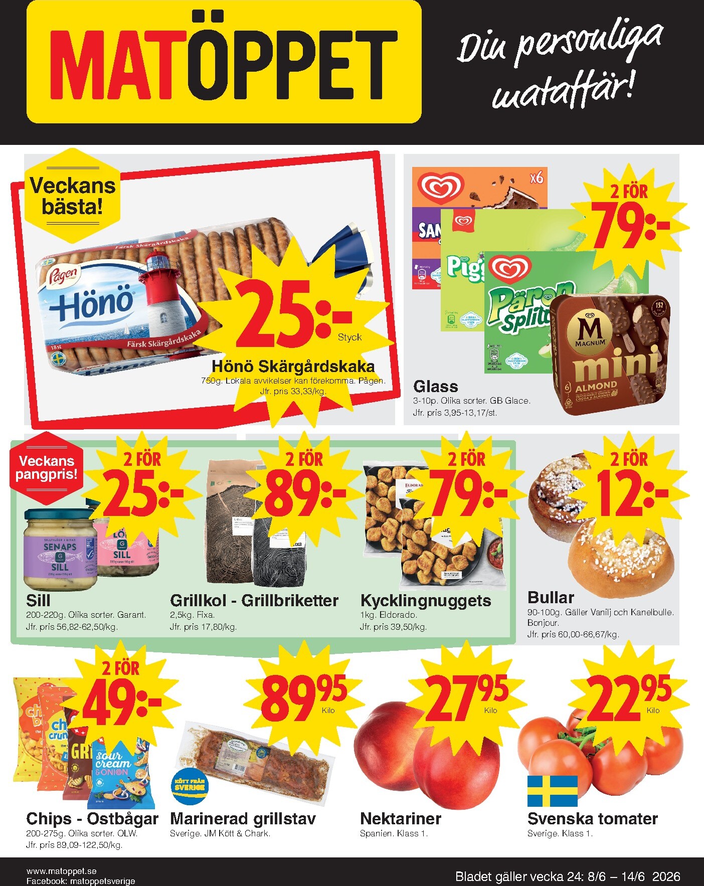 Aktuellt Matöppet reklamblad från måndag, 08/06/2026 till söndag, 14/06/2026