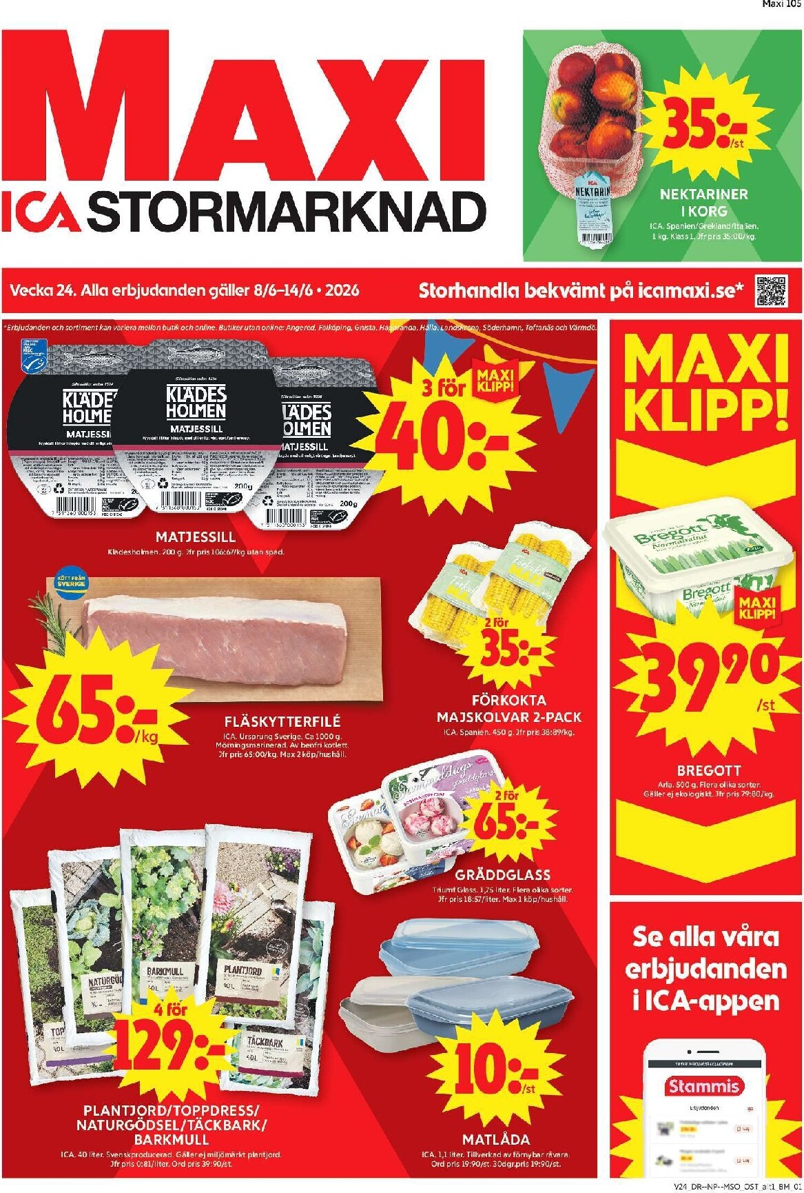 Aktuellt ICA Maxi reklamblad från måndag, 08/06/2026 till söndag, 14/06/2026
