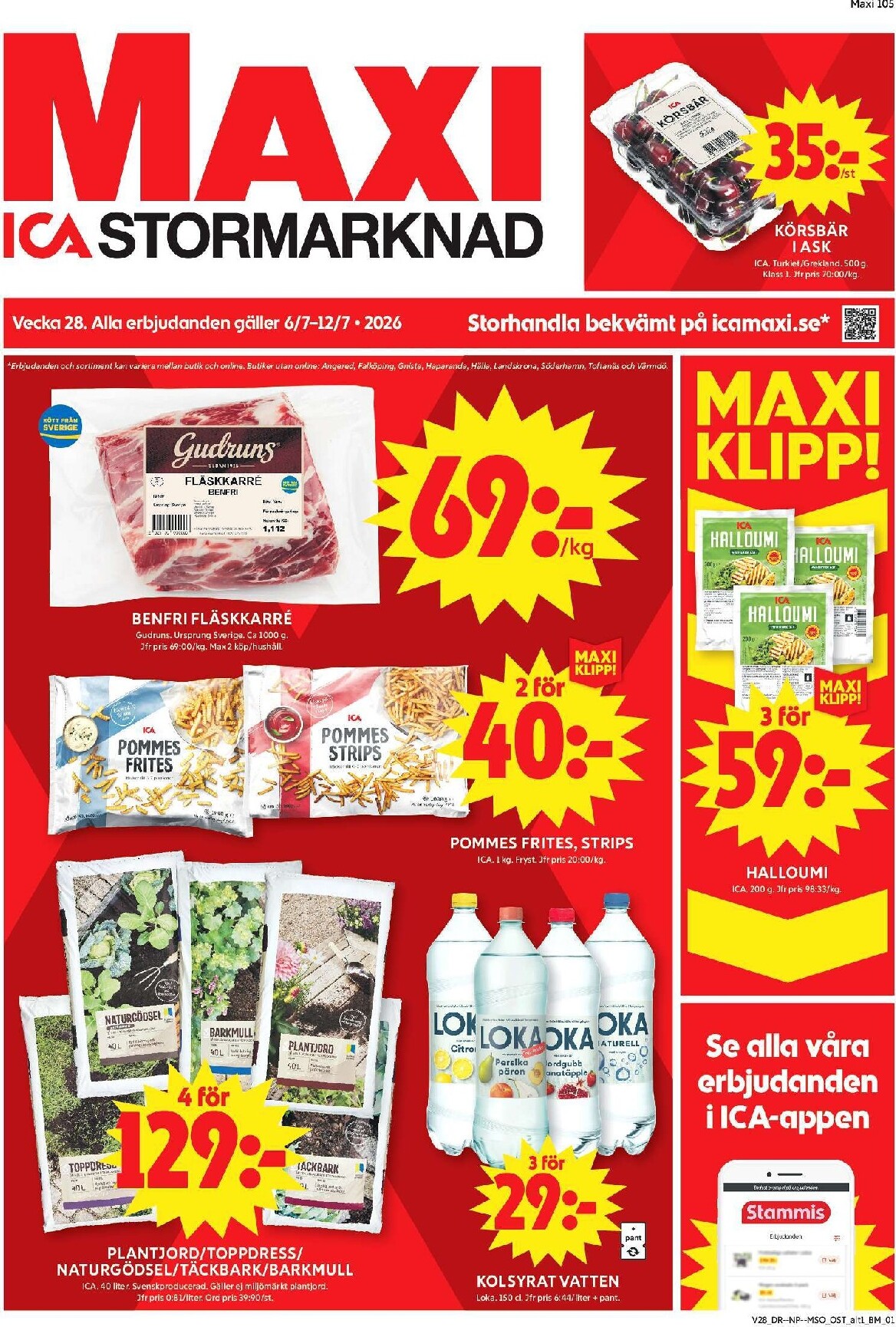 Aktuellt ICA Maxi reklamblad från måndag, 06/07/2026 till söndag, 12/07/2026
