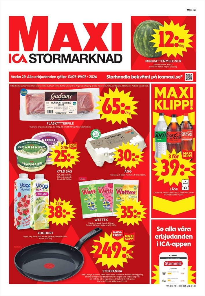 Aktuellt ICA Maxi reklamblad från måndag, 13/07/2026 till söndag, 19/07/2026
