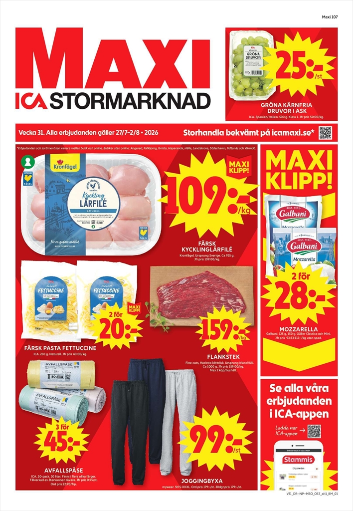 Aktuellt ICA Maxi reklamblad från måndag, 27/07/2026 till söndag, 02/08/2026