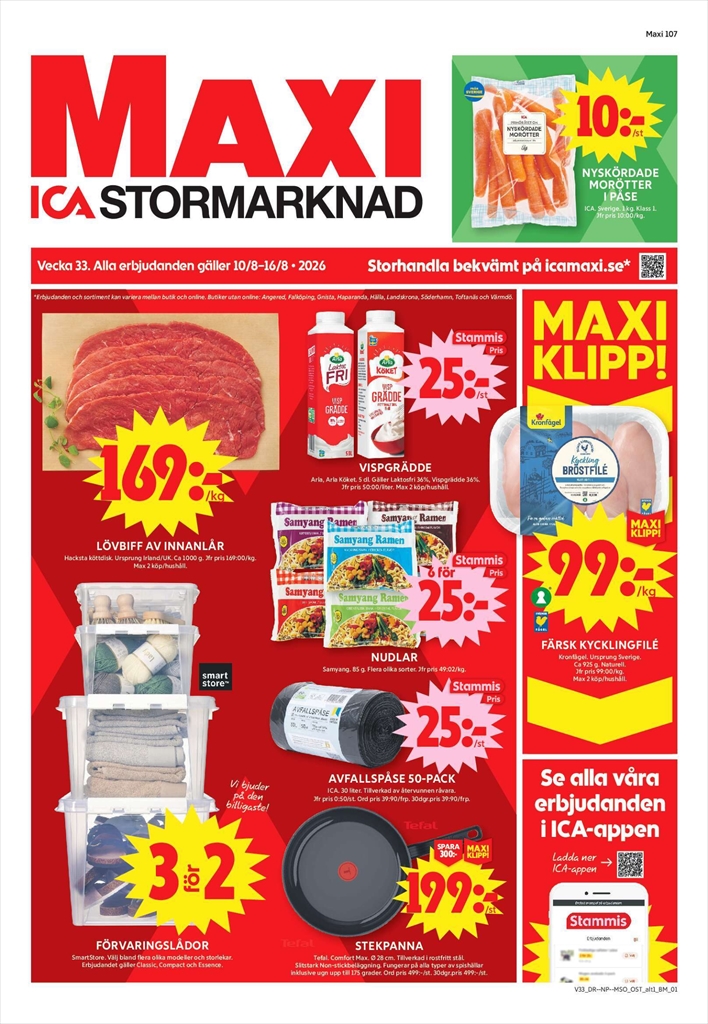 Aktuellt ICA Maxi reklamblad från måndag, 10/08/2026 till söndag, 16/08/2026