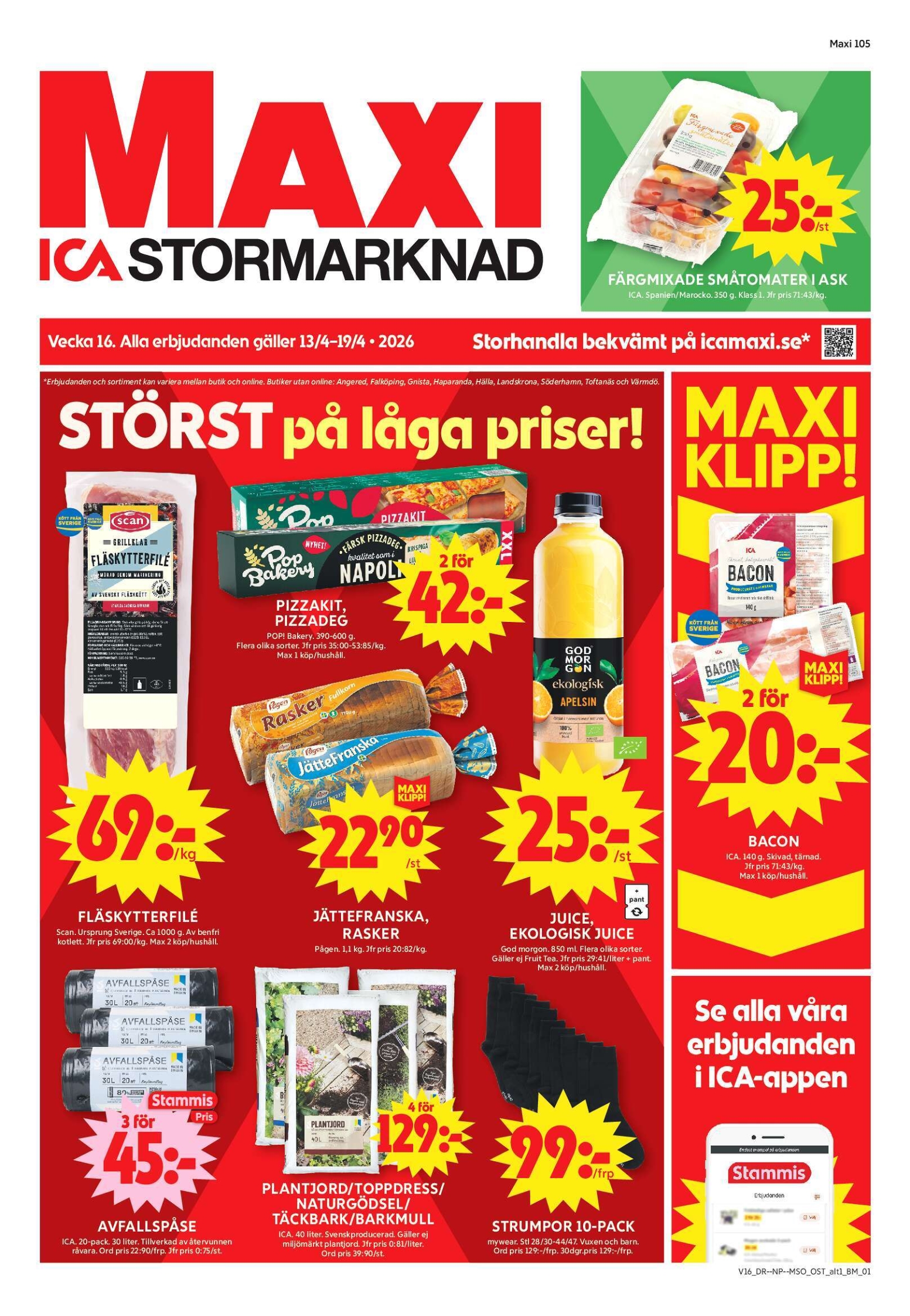 Aktuellt ICA Maxi reklamblad giltigt från måndag 13/04/2026 till söndag 19/04/2026