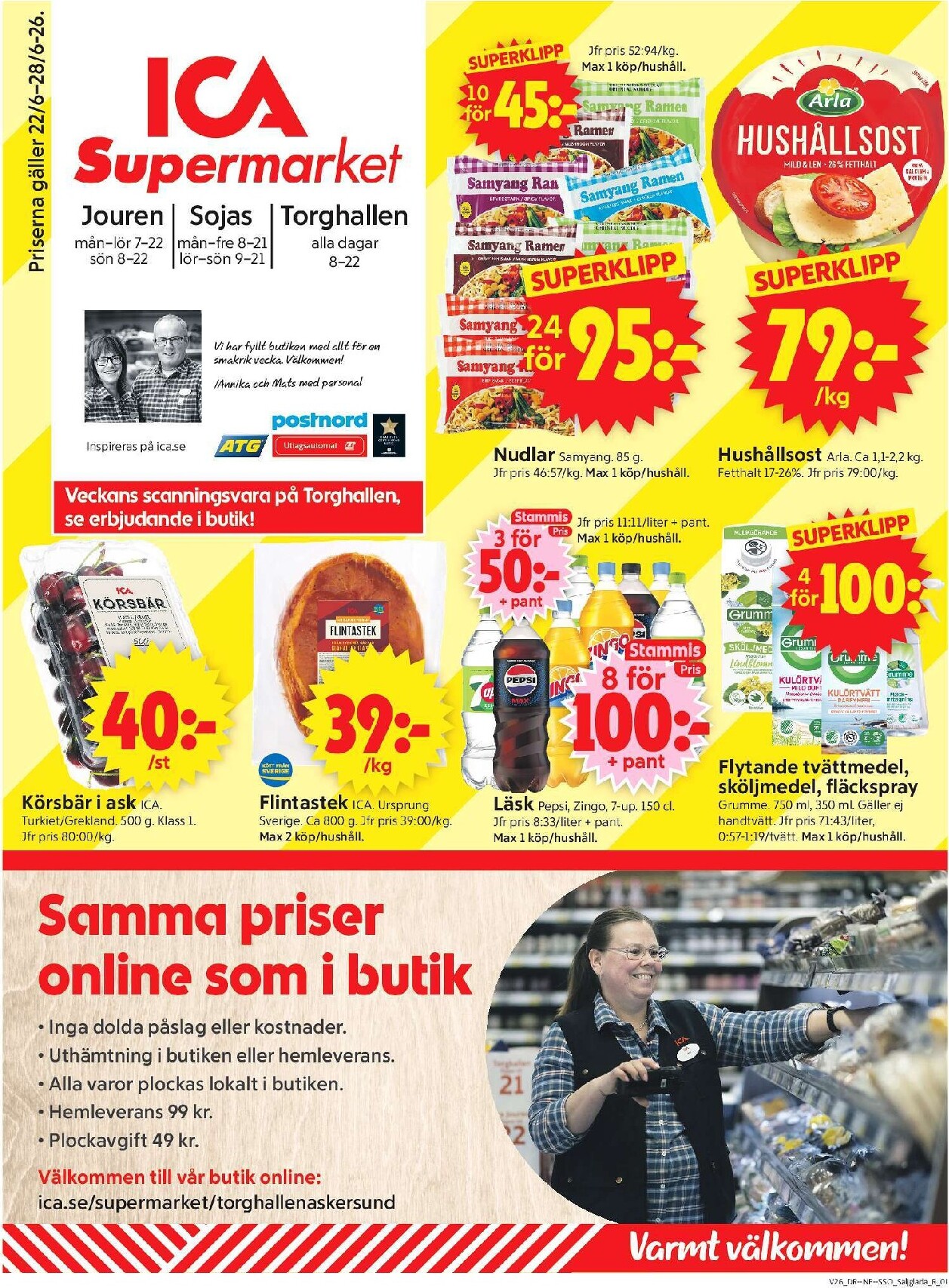 Aktuellt ICA Supermarket reklamblad från måndag, 22/06/2026 till söndag, 28/06/2026