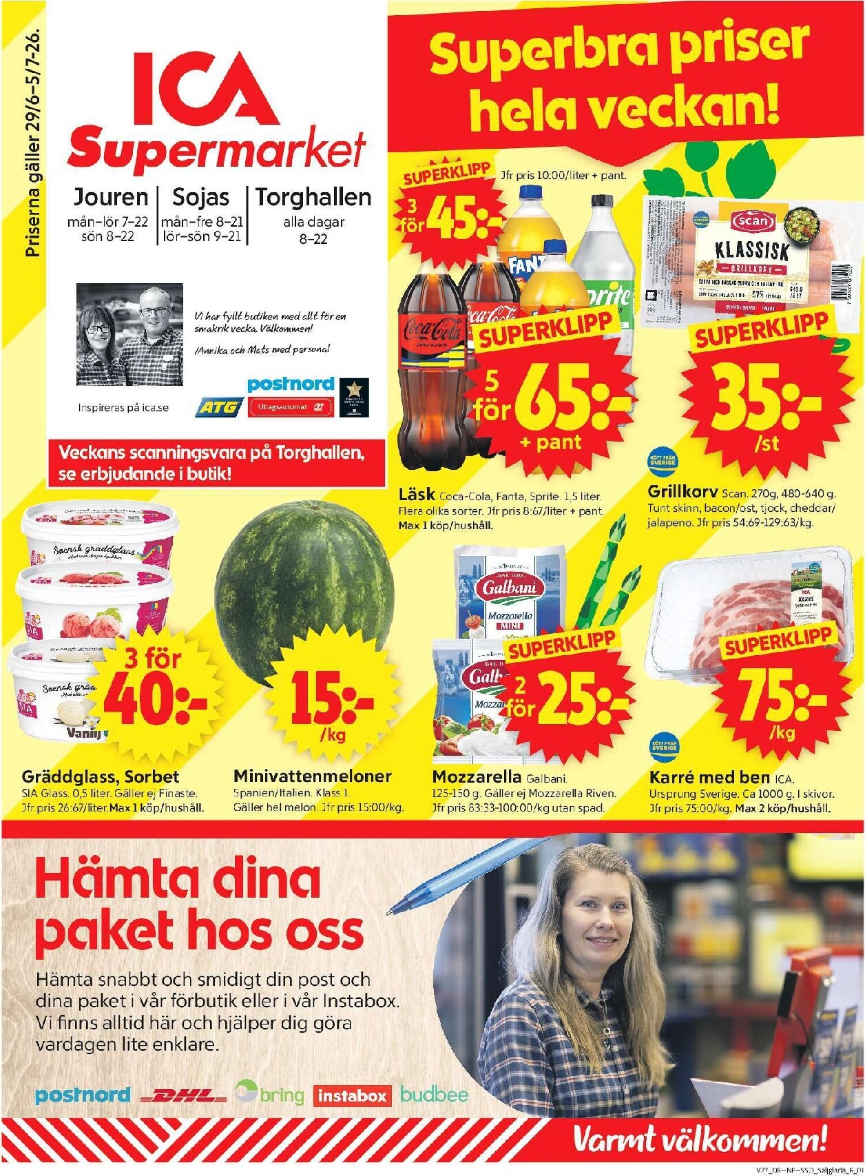 Aktuellt ICA Supermarket reklamblad från måndag, 29/06/2026 till söndag, 05/07/2026