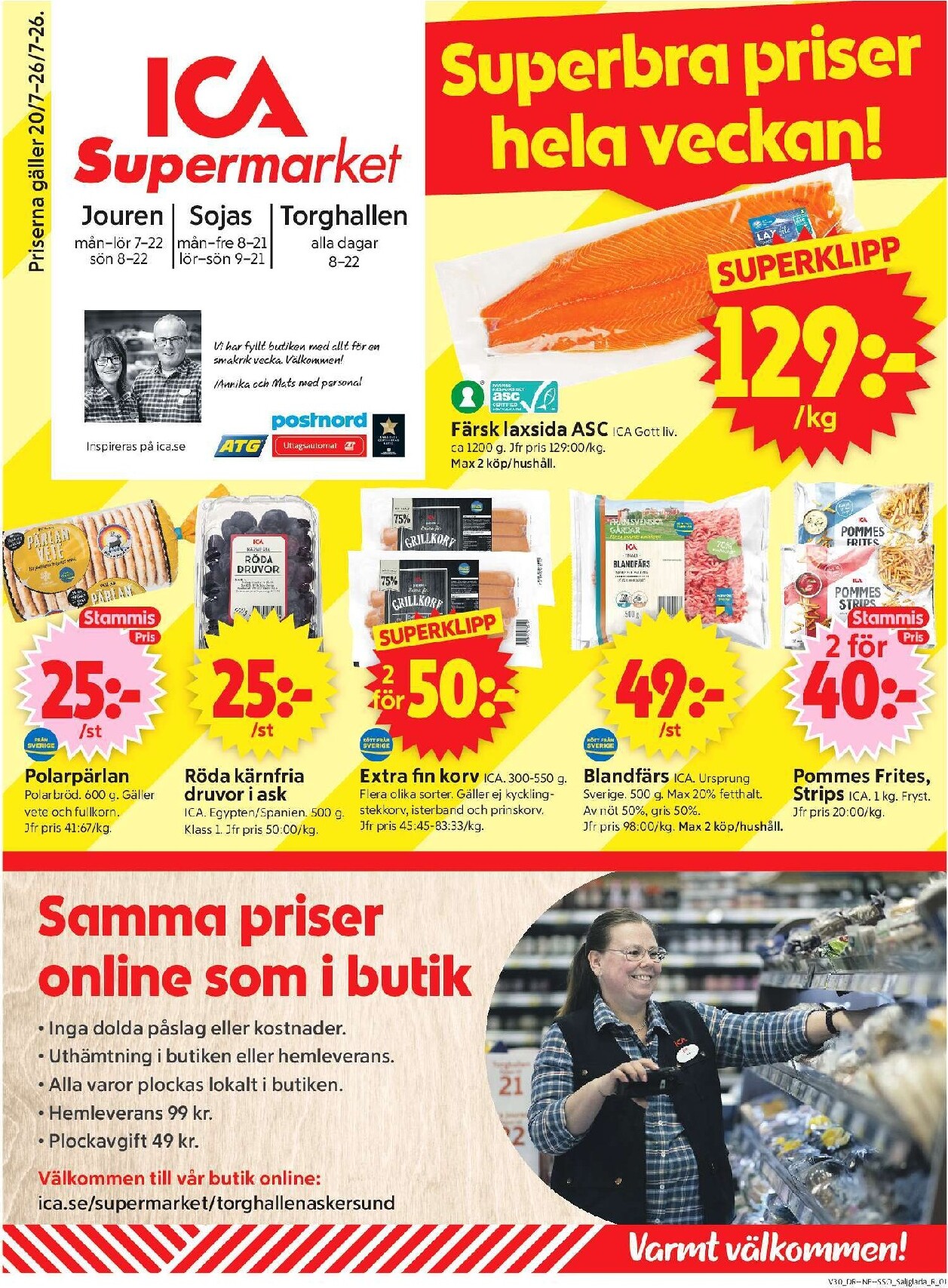 Aktuellt ICA Supermarket reklamblad från måndag, 20/07/2026 till söndag, 26/07/2026