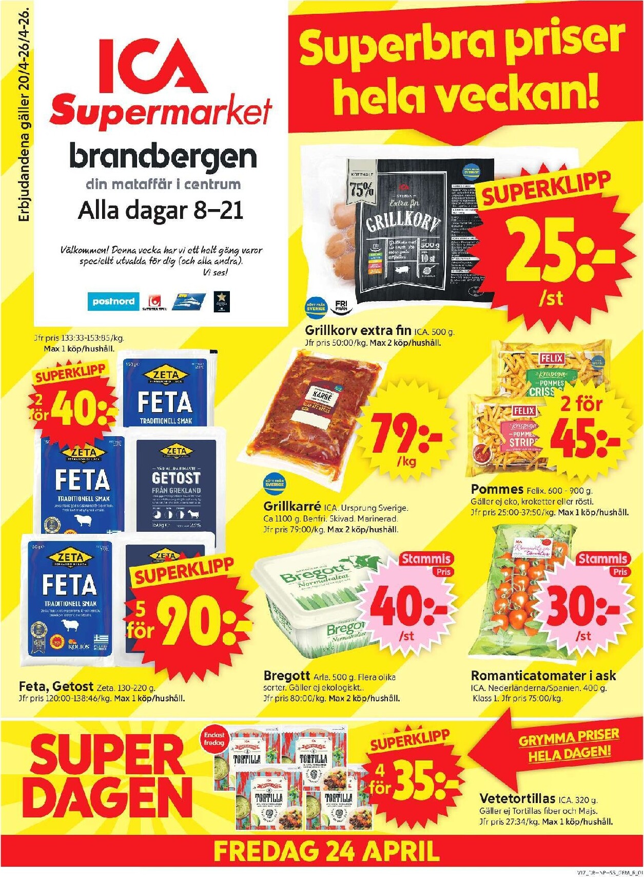 Aktuellt ICA Supermarket reklamblad giltigt från måndag 20/04/2026 till söndag 26/04/2026
