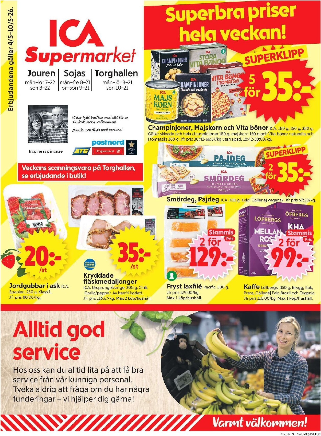 Aktuellt ICA Supermarket reklamblad giltigt från måndag 04/05/2026 till söndag 10/05/2026
