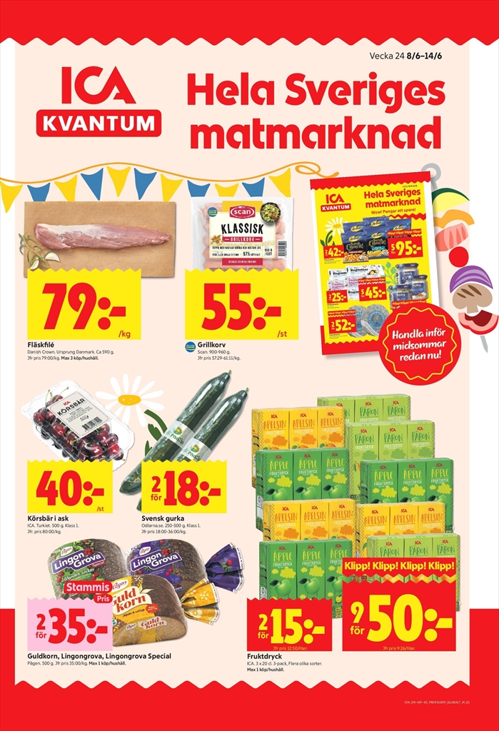Aktuellt ICA Kvantum reklamblad från måndag, 08/06/2026 till söndag, 14/06/2026