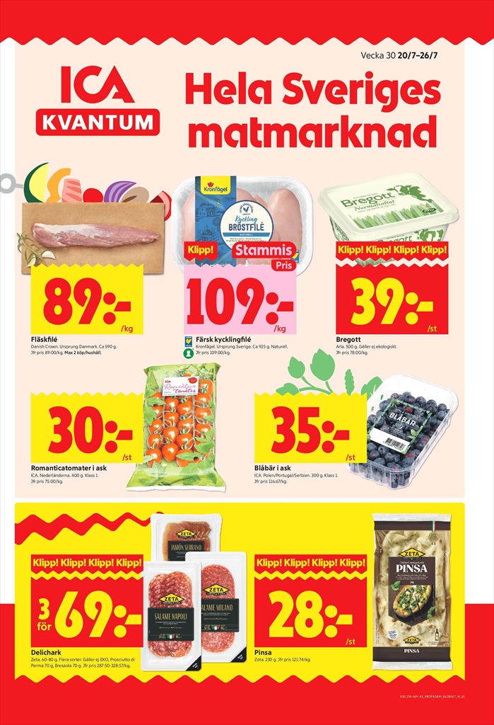 Aktuellt ICA Kvantum - Veckans reklamblad reklamblad från måndag, 20/07/2026 till söndag, 26/07/2026