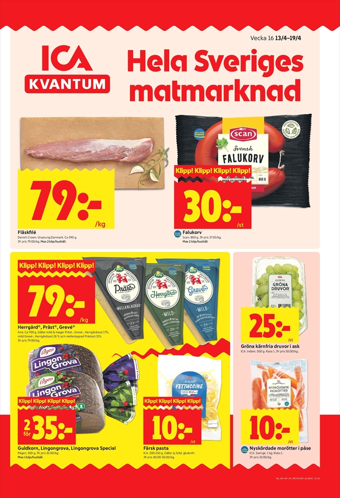 Aktuellt ICA Kvantum reklamblad giltigt från måndag 13/04/2026 till söndag 19/04/2026