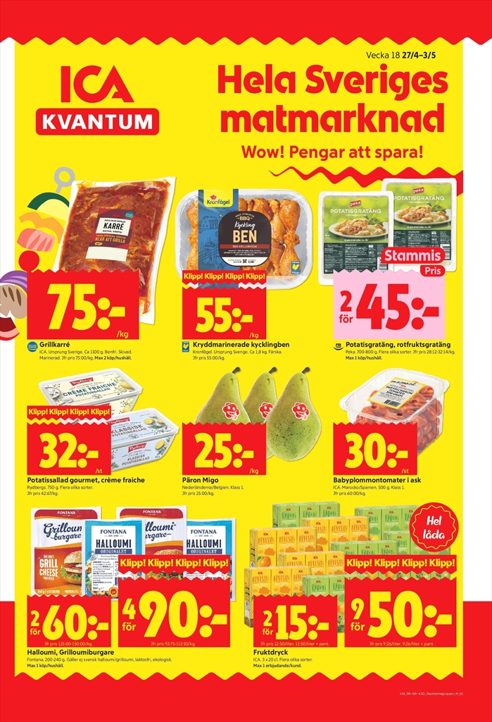 Aktuellt ICA Kvantum reklamblad giltigt från måndag 27/04/2026 till söndag 03/05/2026