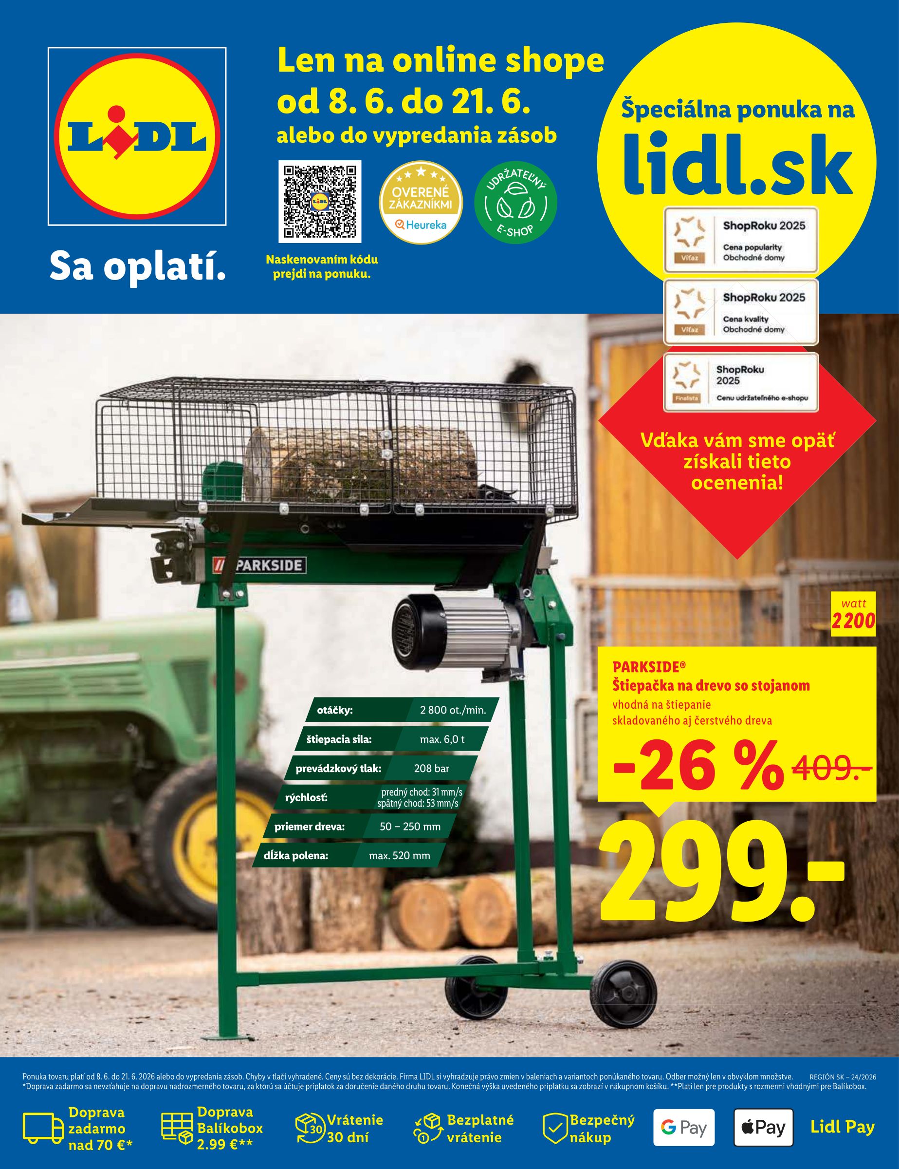 Aktuálny Lidl - Online ponuka leták od pondelka, 08.06.2026 do nedele, 21.06.2026