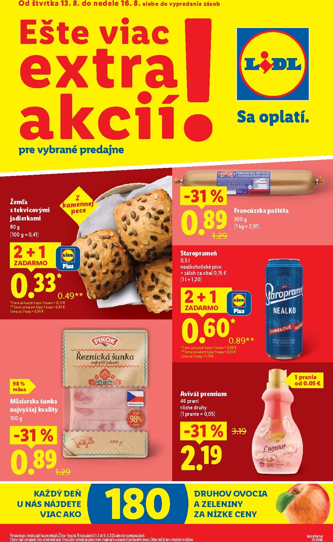 Nový Lidl - Ešte viac extra akcií leták od štvrtka, 13.08.2026 do nedele, 16.08.2026
