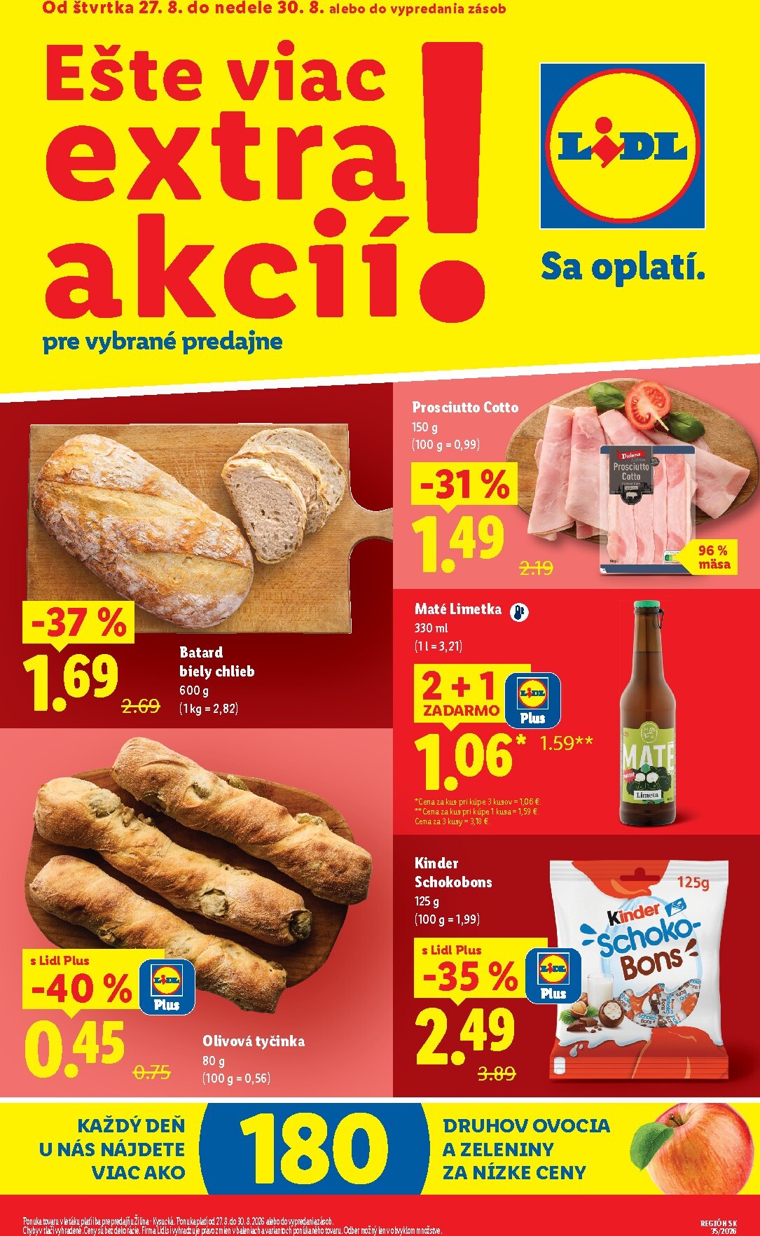 Nový Lidl - Ešte viac extra akcií leták od štvrtka, 27.08.2026 do nedele, 30.08.2026