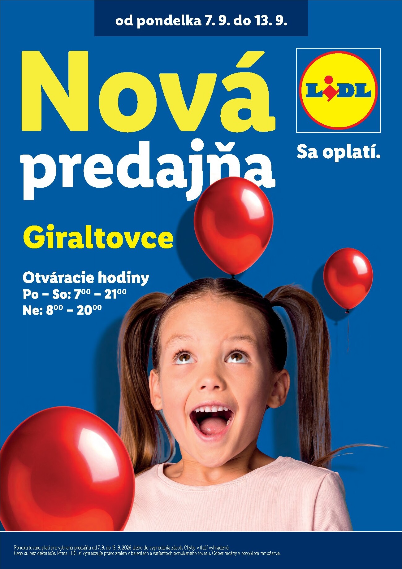 Aktuálny Lidl - Nová predajňa v Giraltovce leták od pondelka, 07.09.2026 do nedele, 13.09.2026