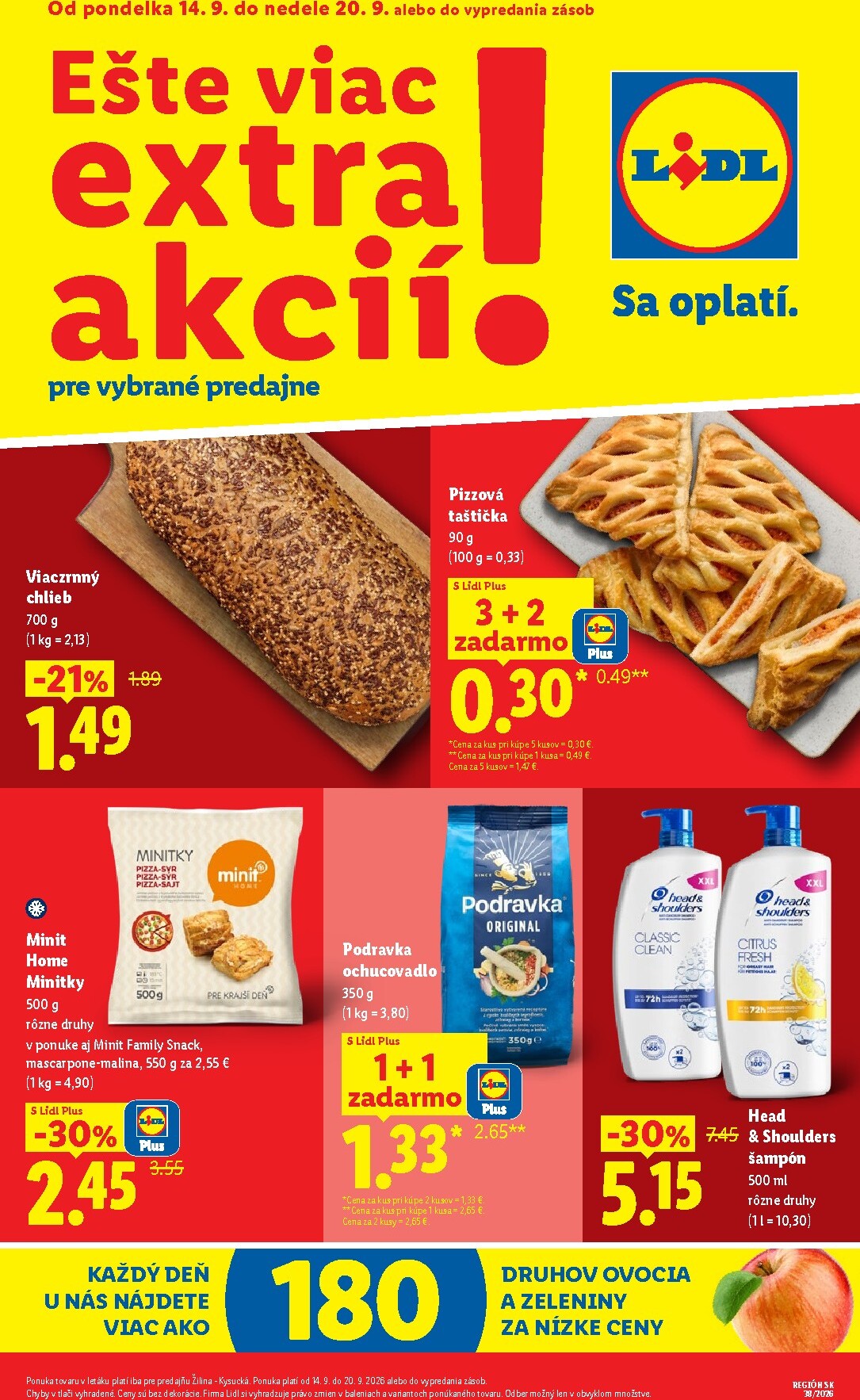 Aktuálny Lidl - Extra akcie pre vybrané predajne leták od pondelka, 14.09.2026 do nedele, 20.09.2026