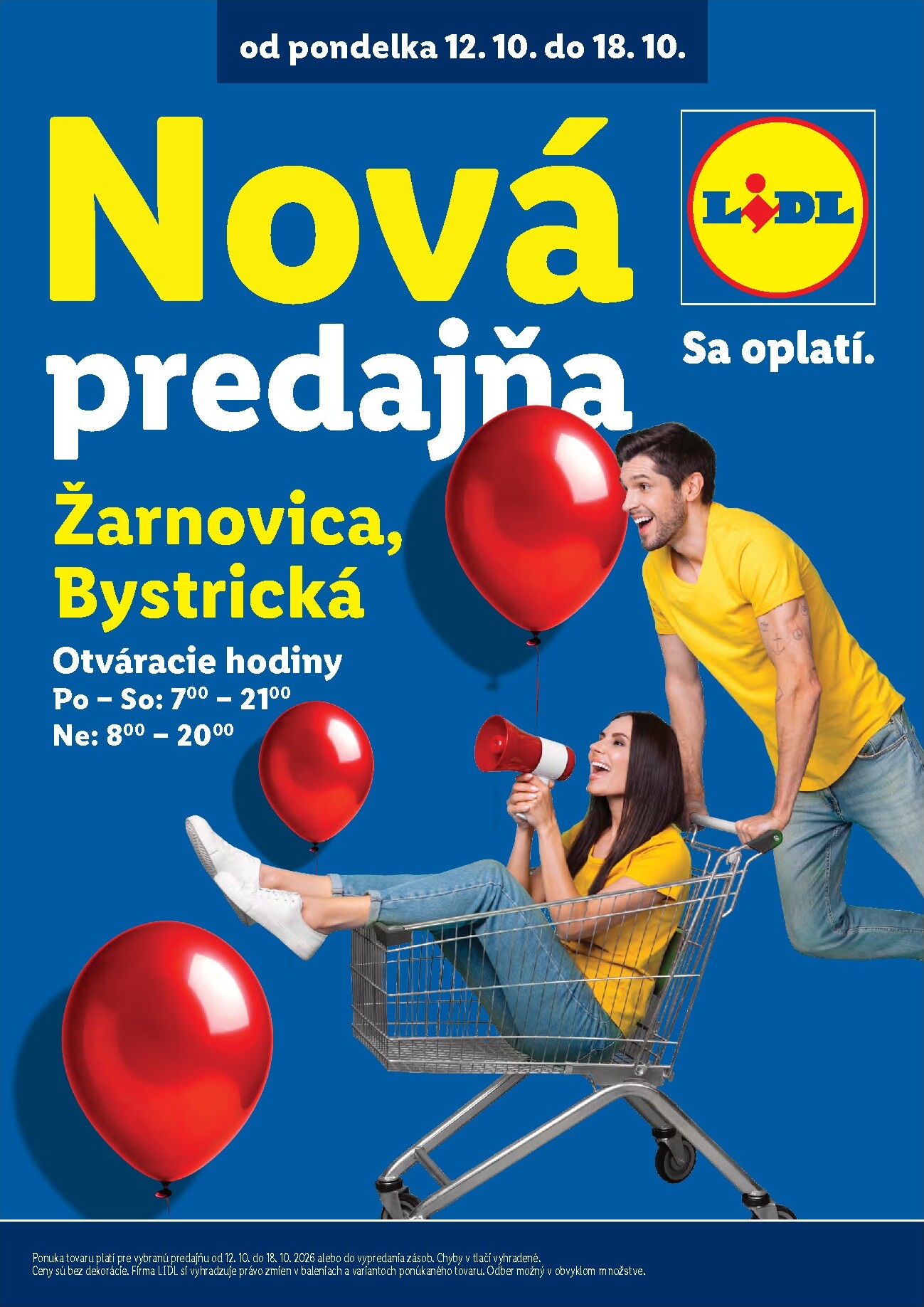 Nový Lidl - Nová predajňa v Žarnovici leták od pondelka, 12.10.2026 do nedele, 18.10.2026