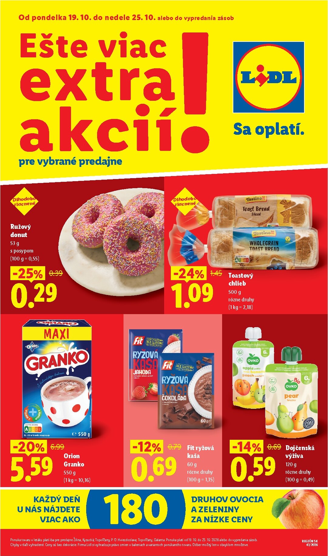 Nový Lidl - Ešte viac extra akcií leták od pondelka, 19.10.2026 do nedele, 25.10.2026