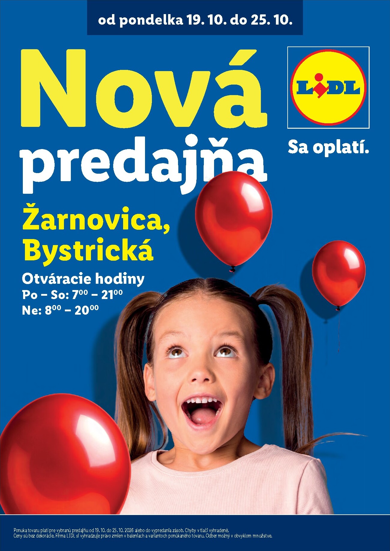 Nový Lidl - Nová predajňa v Žarnovici leták od pondelka, 19.10.2026 do nedele, 25.10.2026