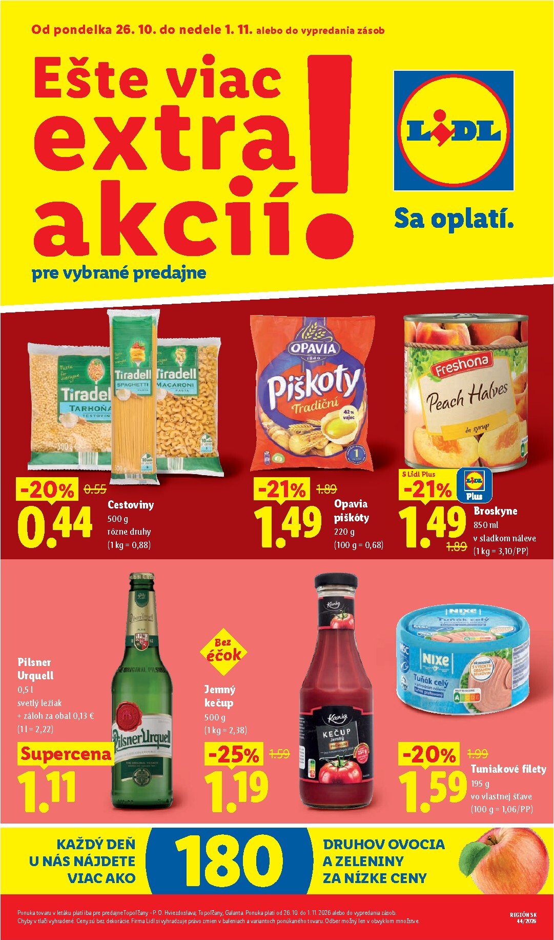 Nový Lidl - Ešte viac extra akcií leták od pondelka, 26.10.2026 do nedele, 01.11.2026