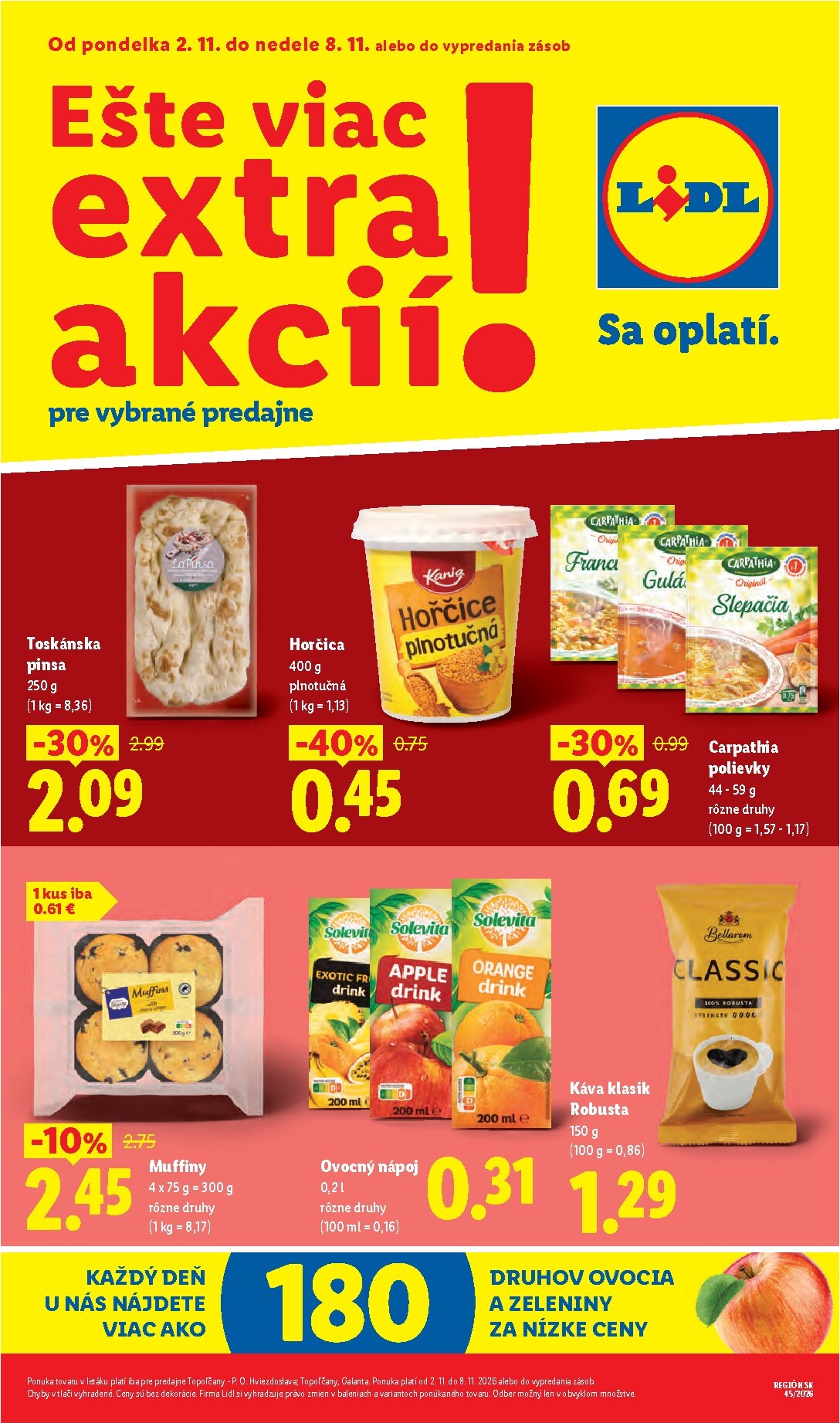 Nový Lidl - Ešte viac extra akcií leták od pondelka, 02.11.2026 do nedele, 08.11.2026