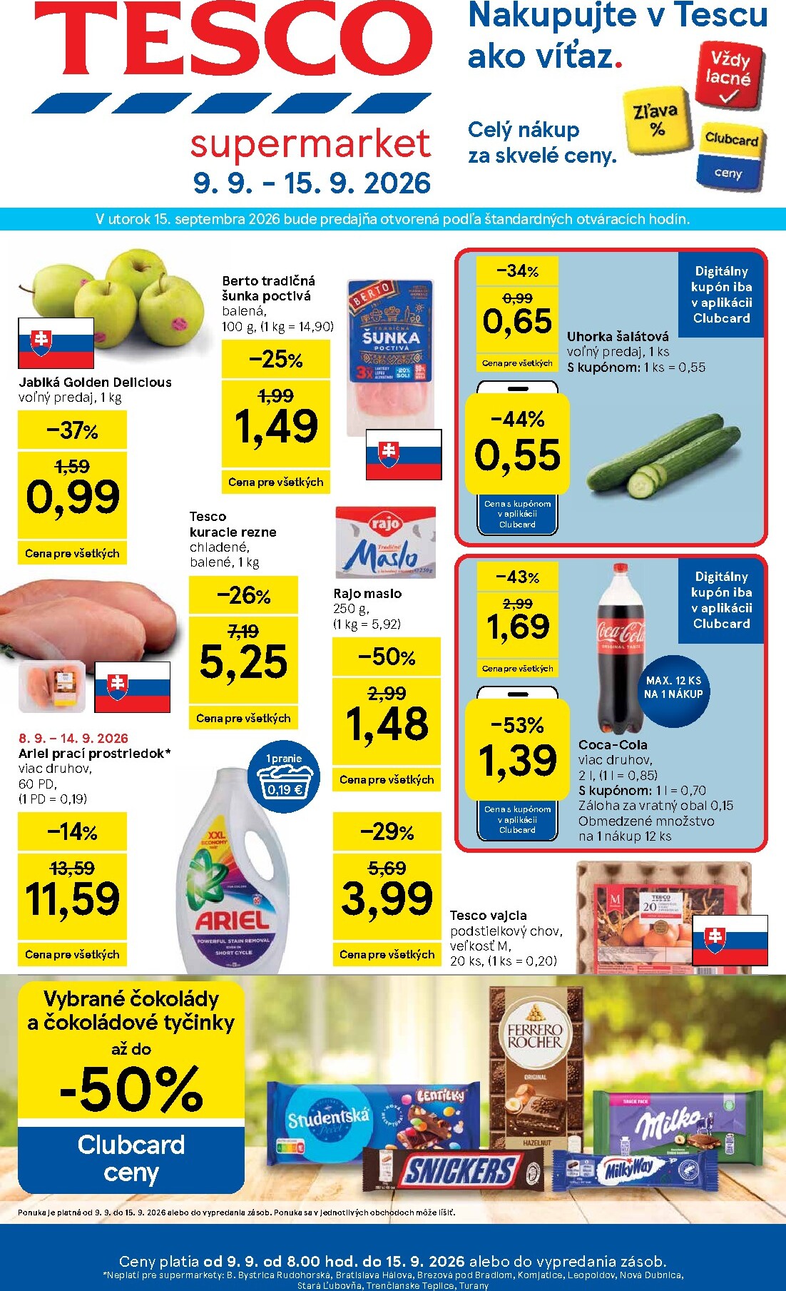Nový Tesco supermarket leták od stredy, 09.09.2026 do utorka, 15.09.2026