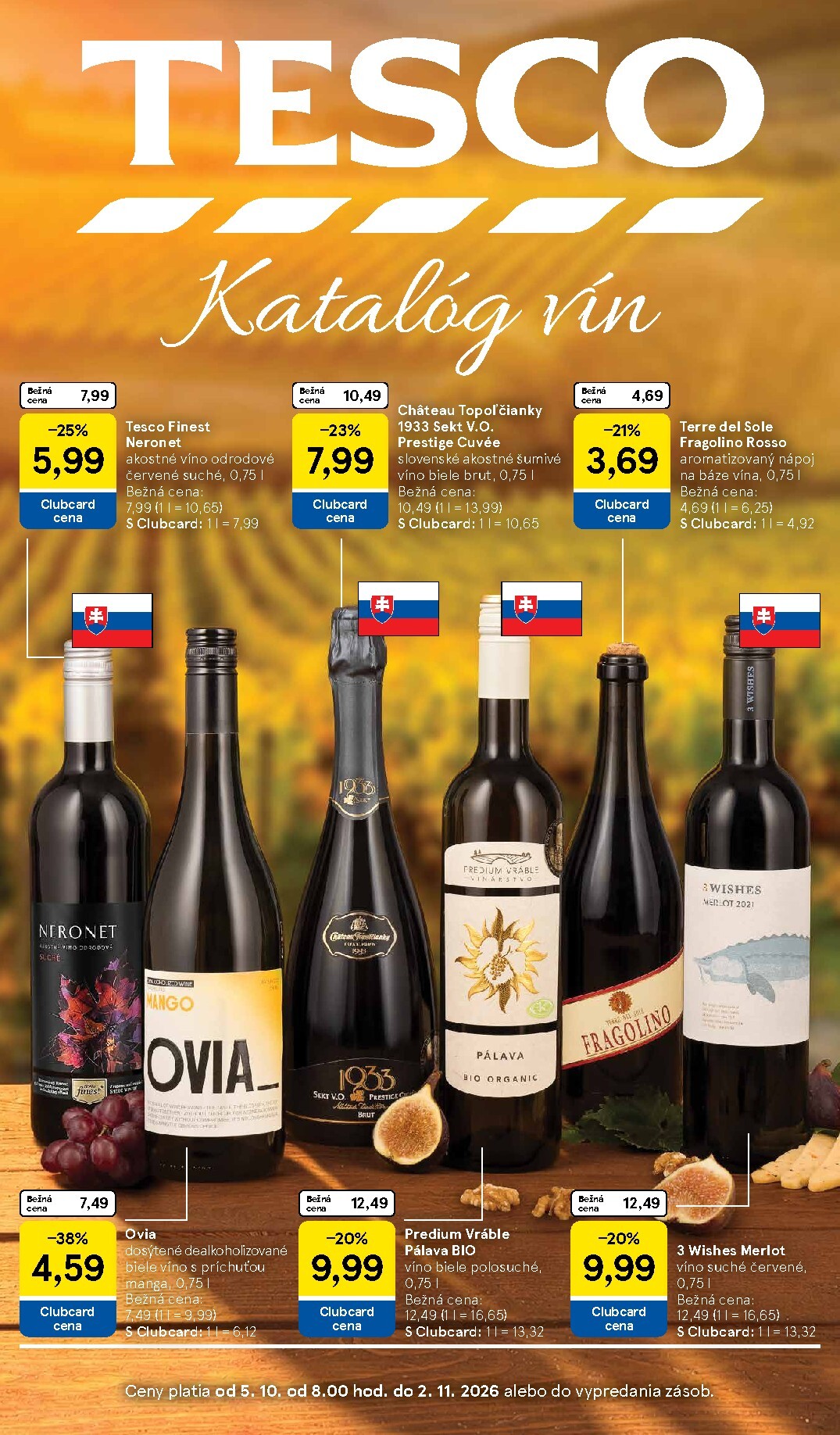 Aktuálny Tesco - Katalóg vín leták od pondelka, 05.10.2026 do pondelka, 02.11.2026