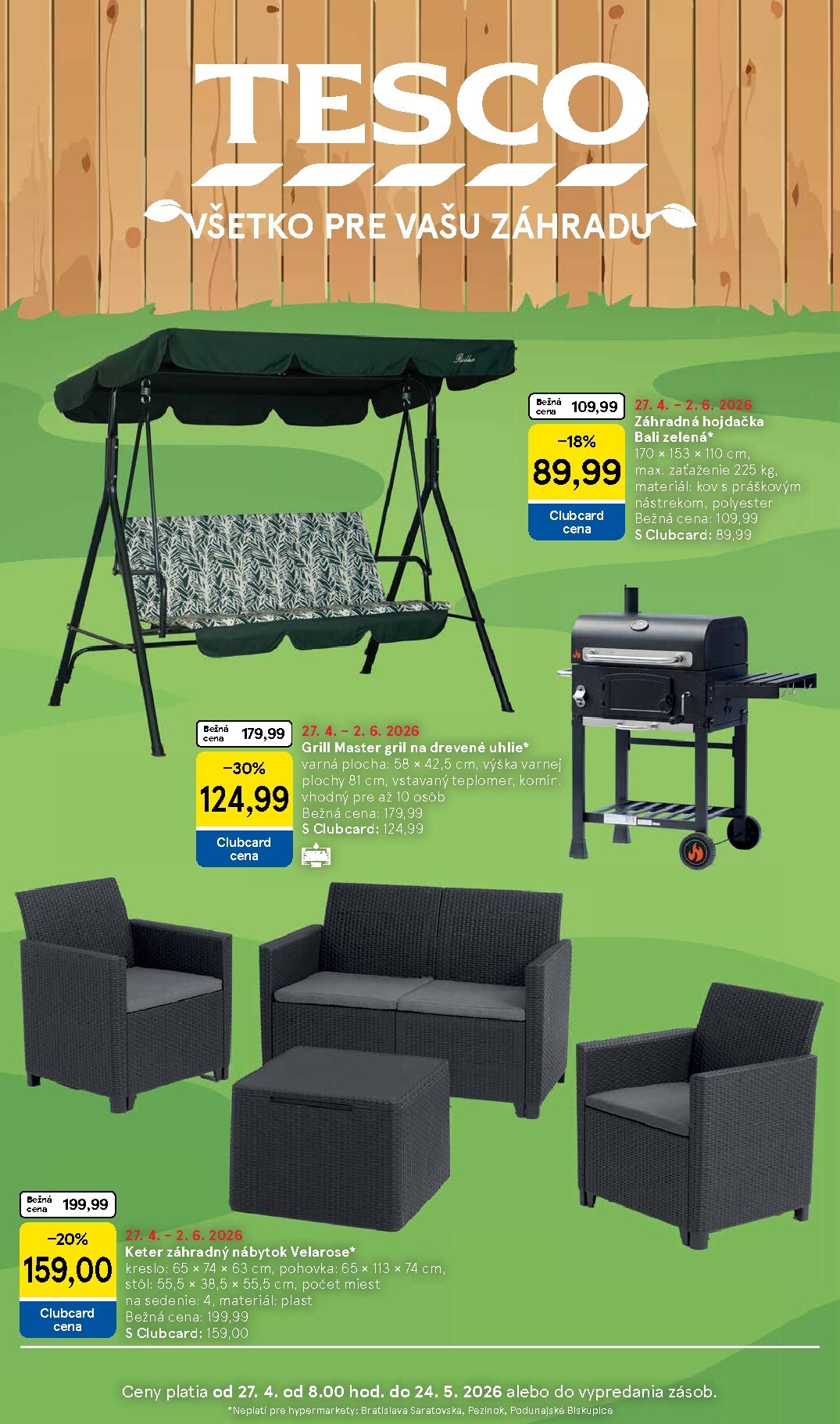 Aktuálny leták Tesco - Všetko pre vašu záhradu od pondelka, 27.04.2026 do nedele, 24.05.2026