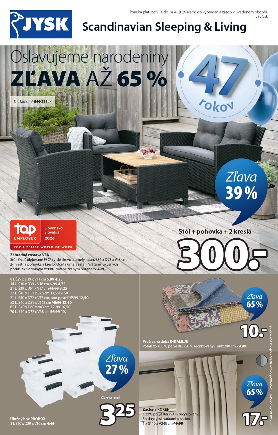 Leták Jysk platný od 09.03.2026 do 14.04.2026