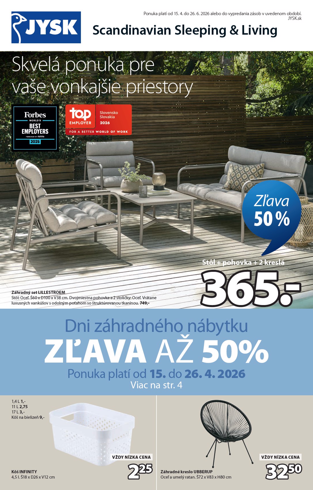 Aktuálny leták Jysk platný od stredy, 15.04.2026 do piatku, 26.06.2026