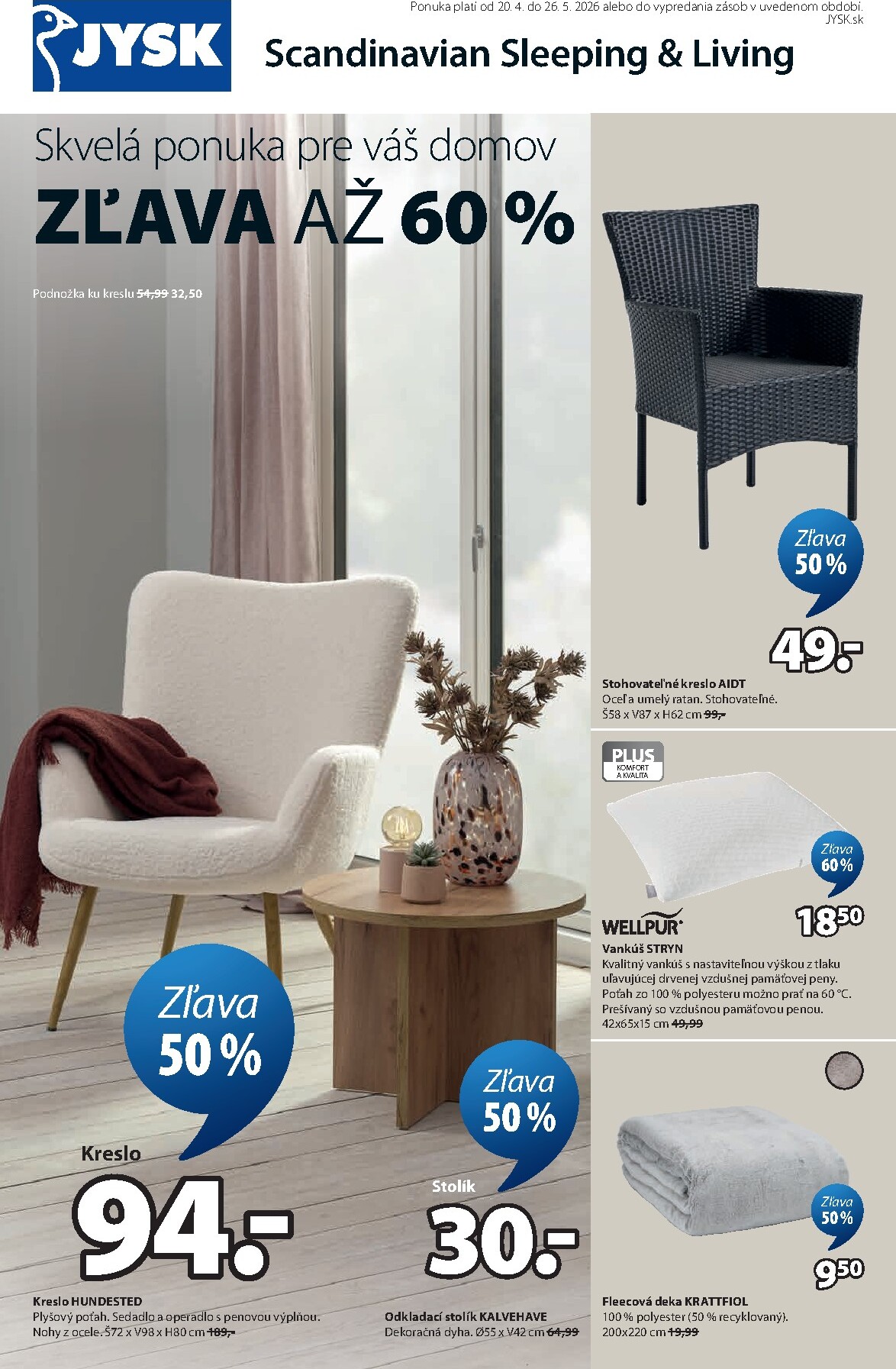 Aktuálny leták Jysk od pondelka, 20.04.2026 do utorka, 26.05.2026