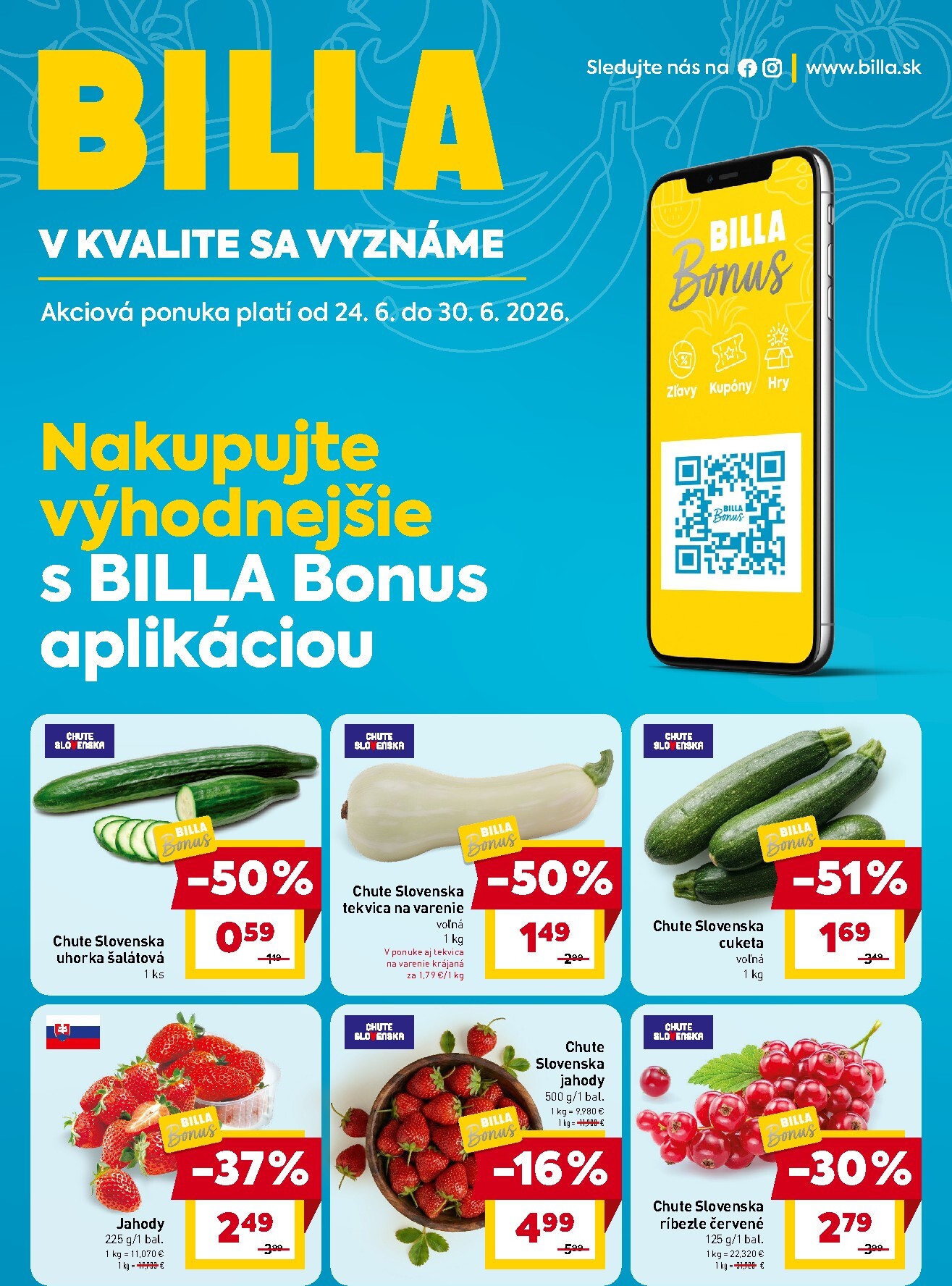 Aktuálny Billa leták od stredy, 24.06.2026 do utorka, 30.06.2026