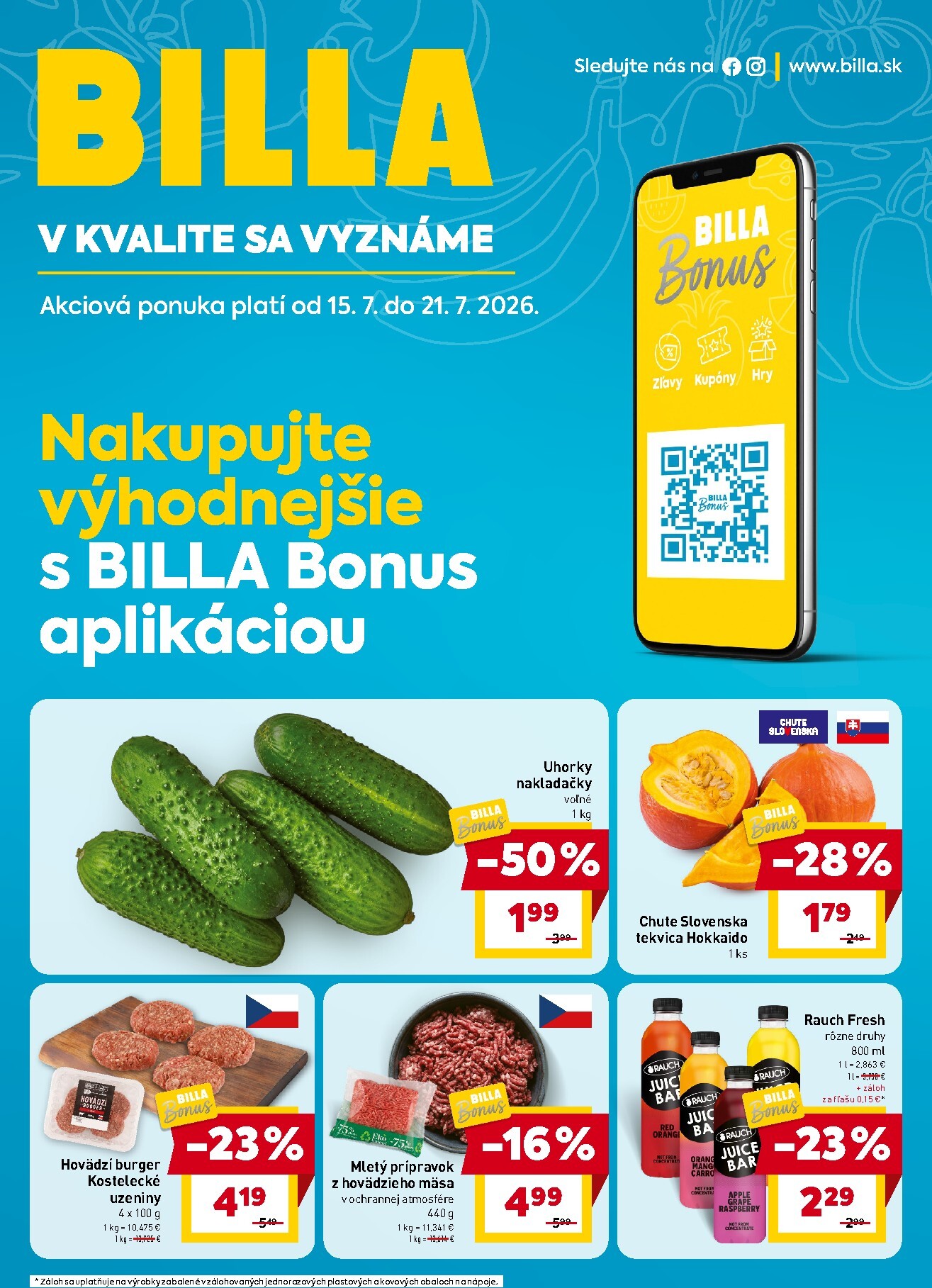 Nový Billa - Bonus leták leták od stredy, 15.07.2026 do utorka, 21.07.2026