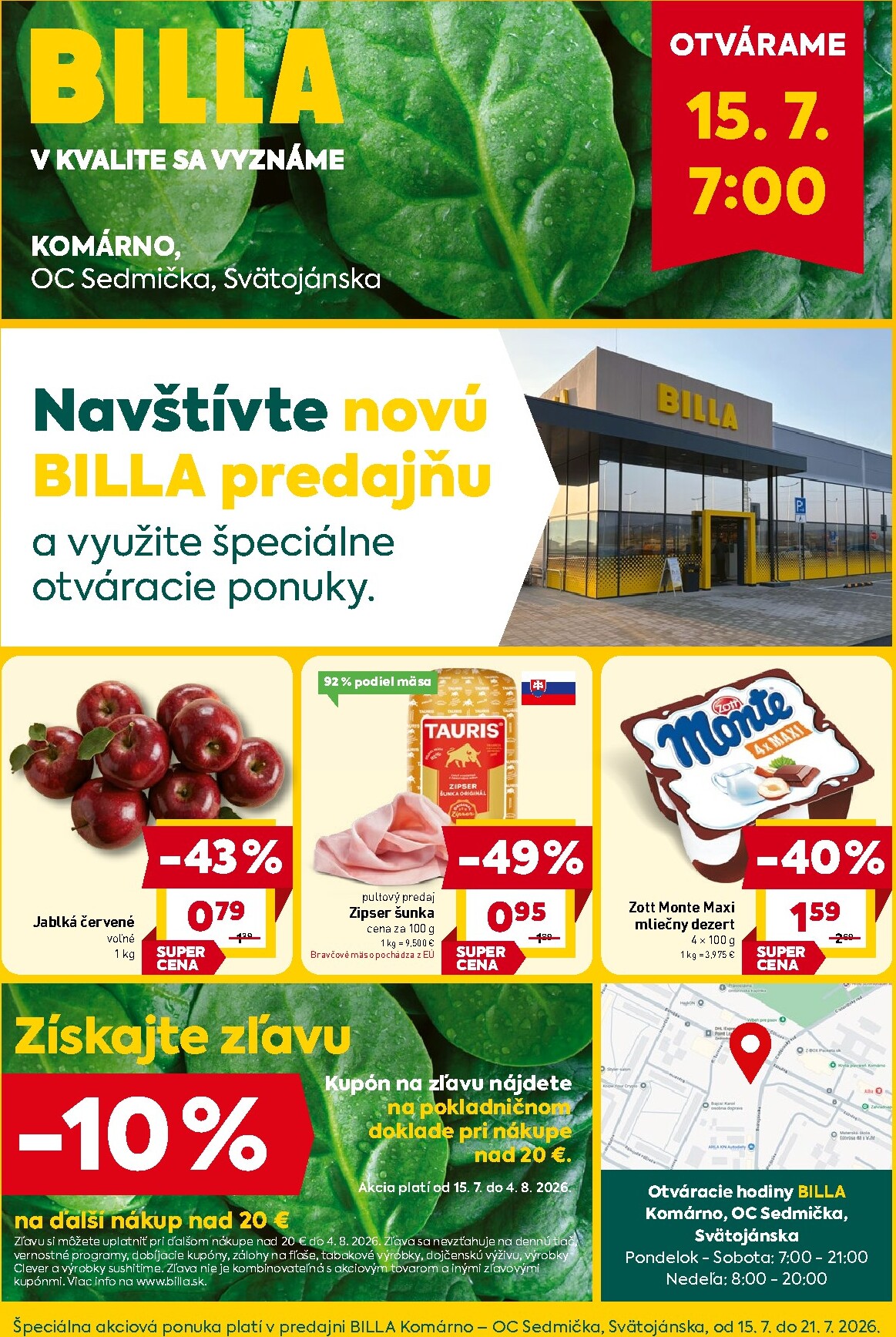 Aktuálny Billa - Komárno leták od stredy, 15.07.2026 do utorka, 21.07.2026