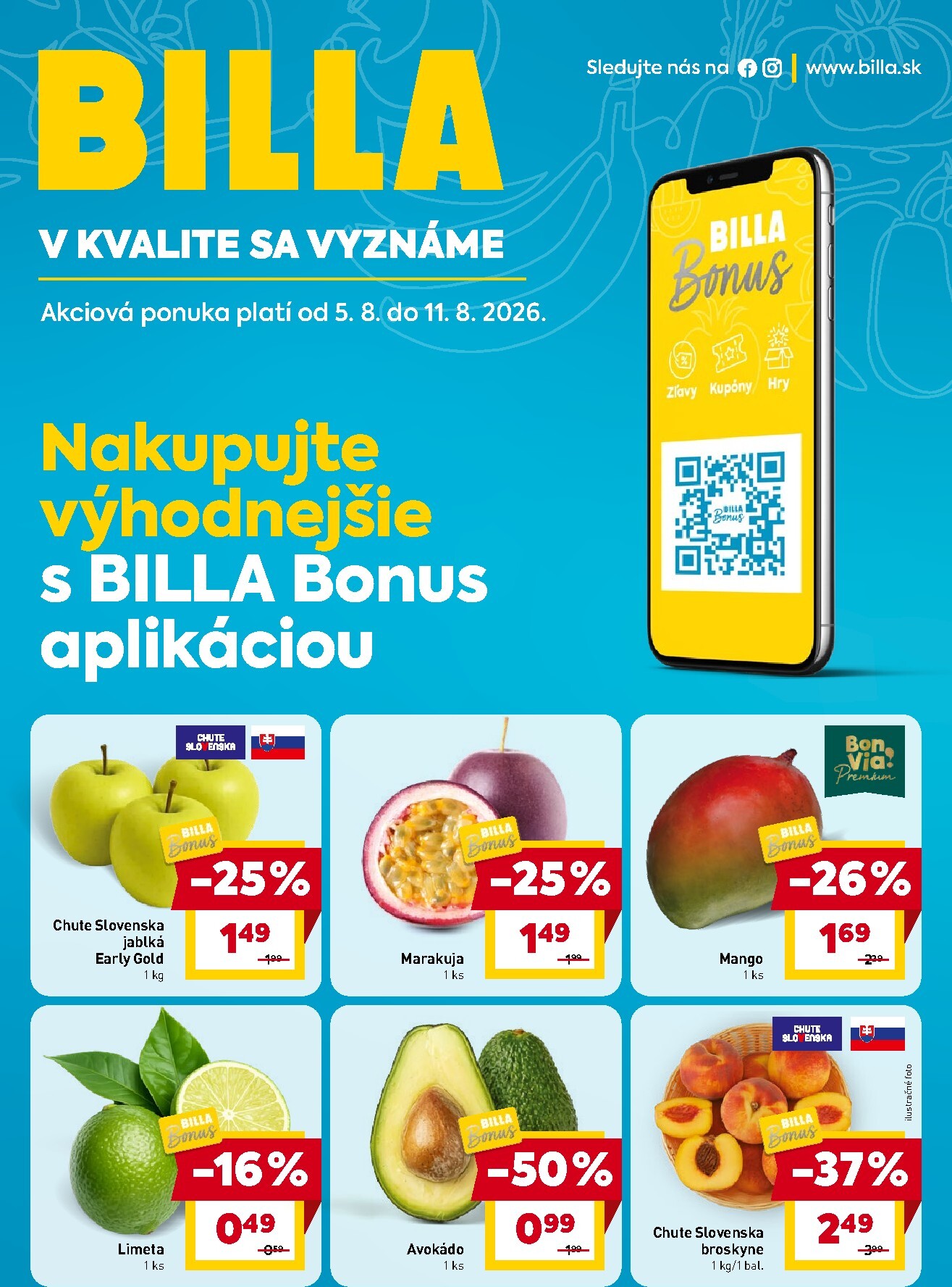 Aktuálny Billa - Bonus aplikácie leták od stredy, 05.08.2026 do utorka, 11.08.2026