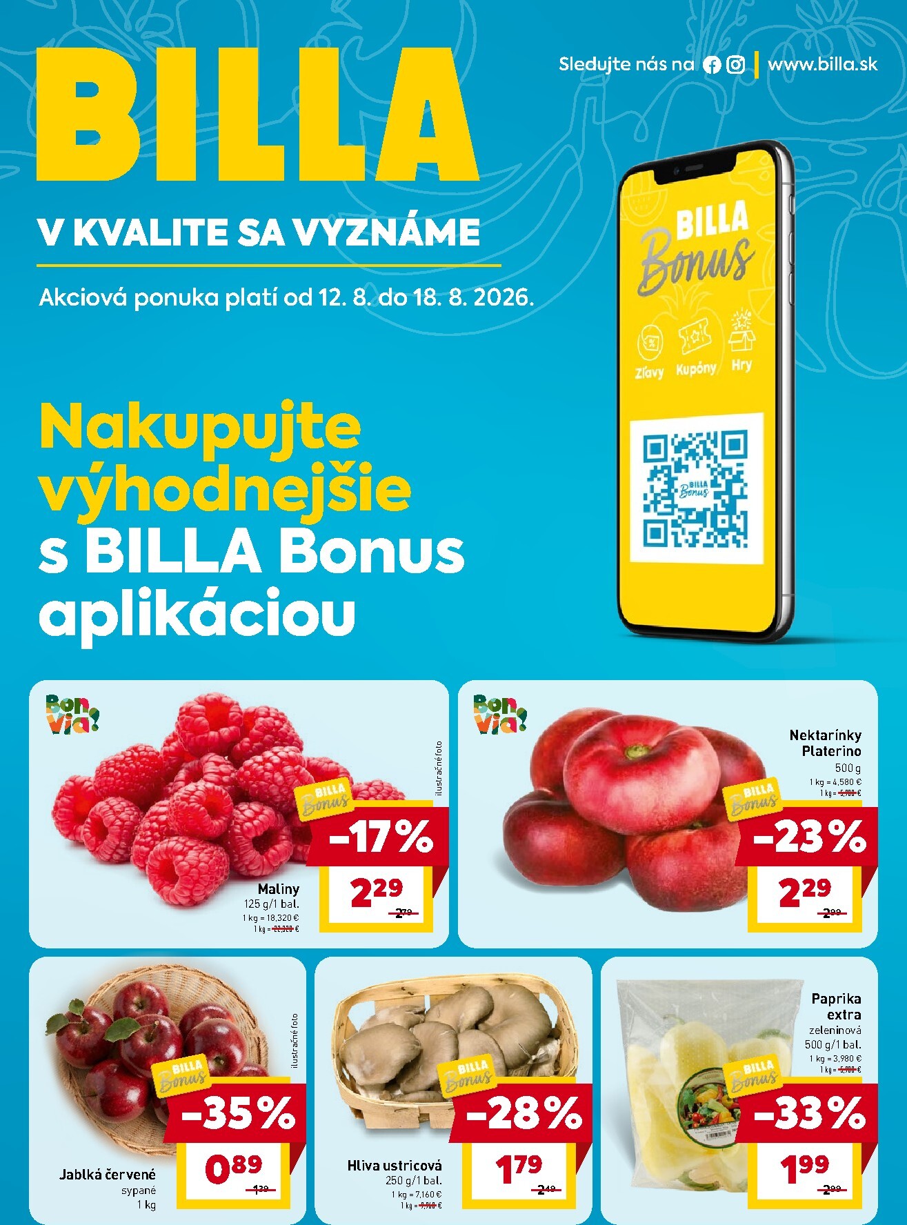 Nový Billa - Bonus leták leták od stredy, 12.08.2026 do utorka, 18.08.2026