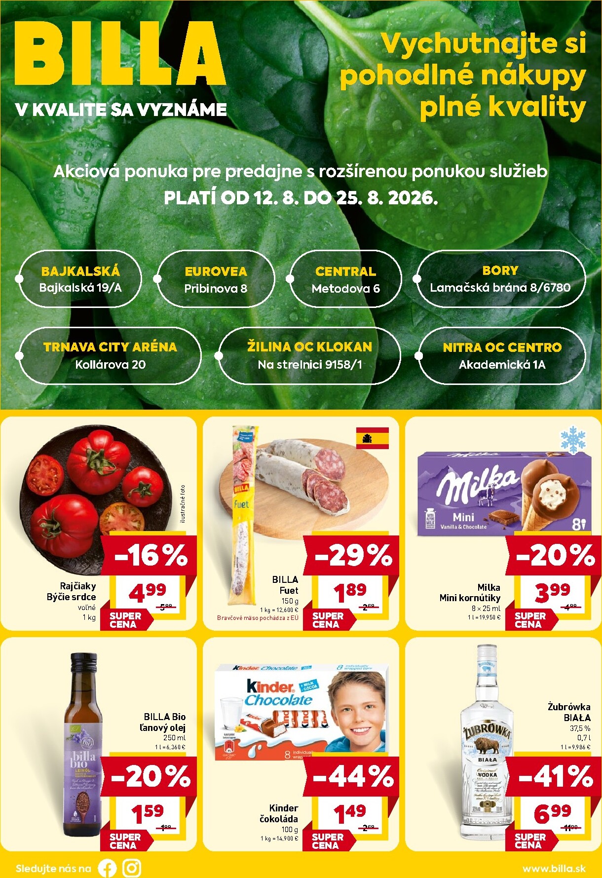 Aktuálny Billa - Katalóg Premium leták od stredy, 12.08.2026 do utorka, 25.08.2026